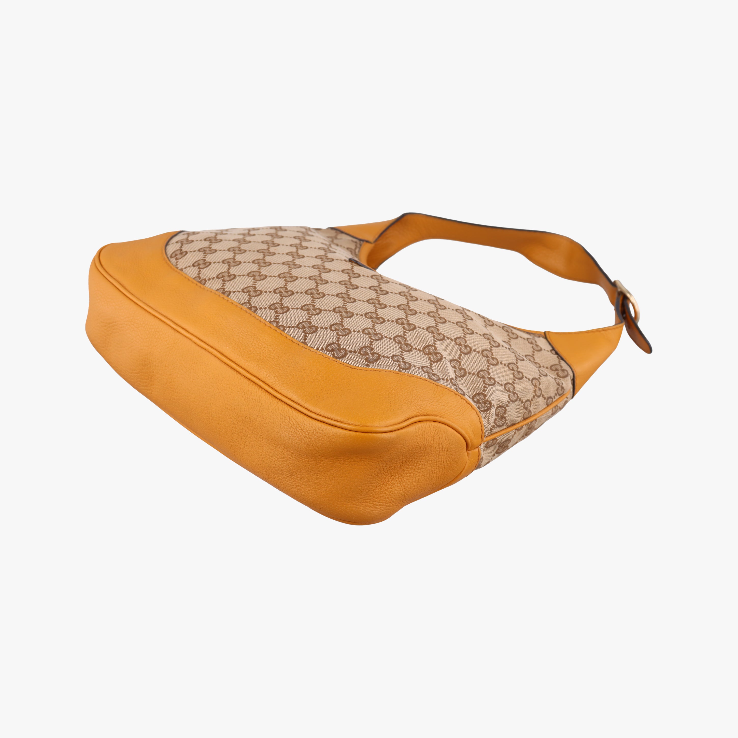 Pre-owned Gucci Jackie Flora Hobo beige×orange fabric×Leather 277520 shoulderbag | stylenewstar