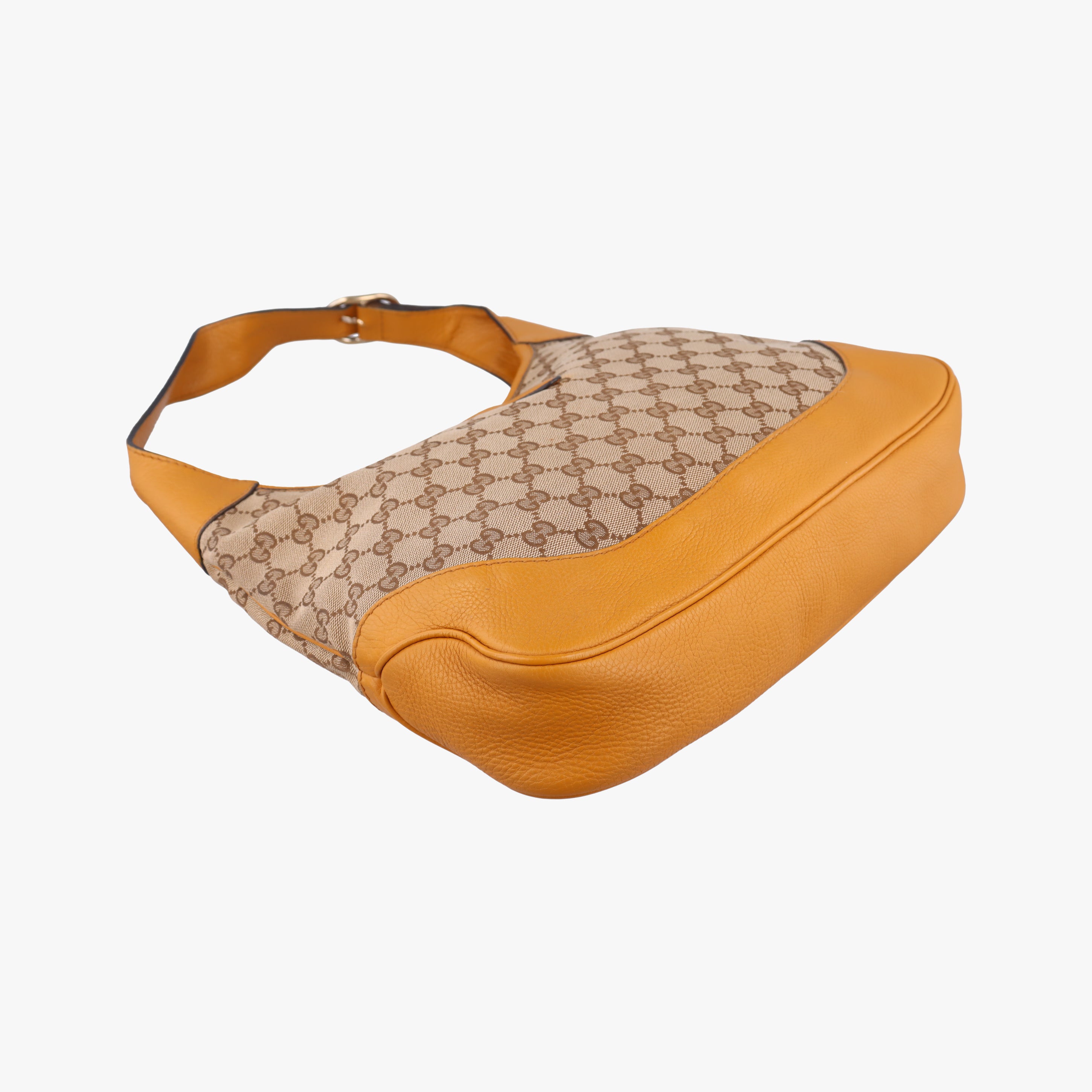 Pre-owned Gucci Jackie Flora Hobo beige×orange fabric×Leather 277520 shoulderbag | stylenewstar