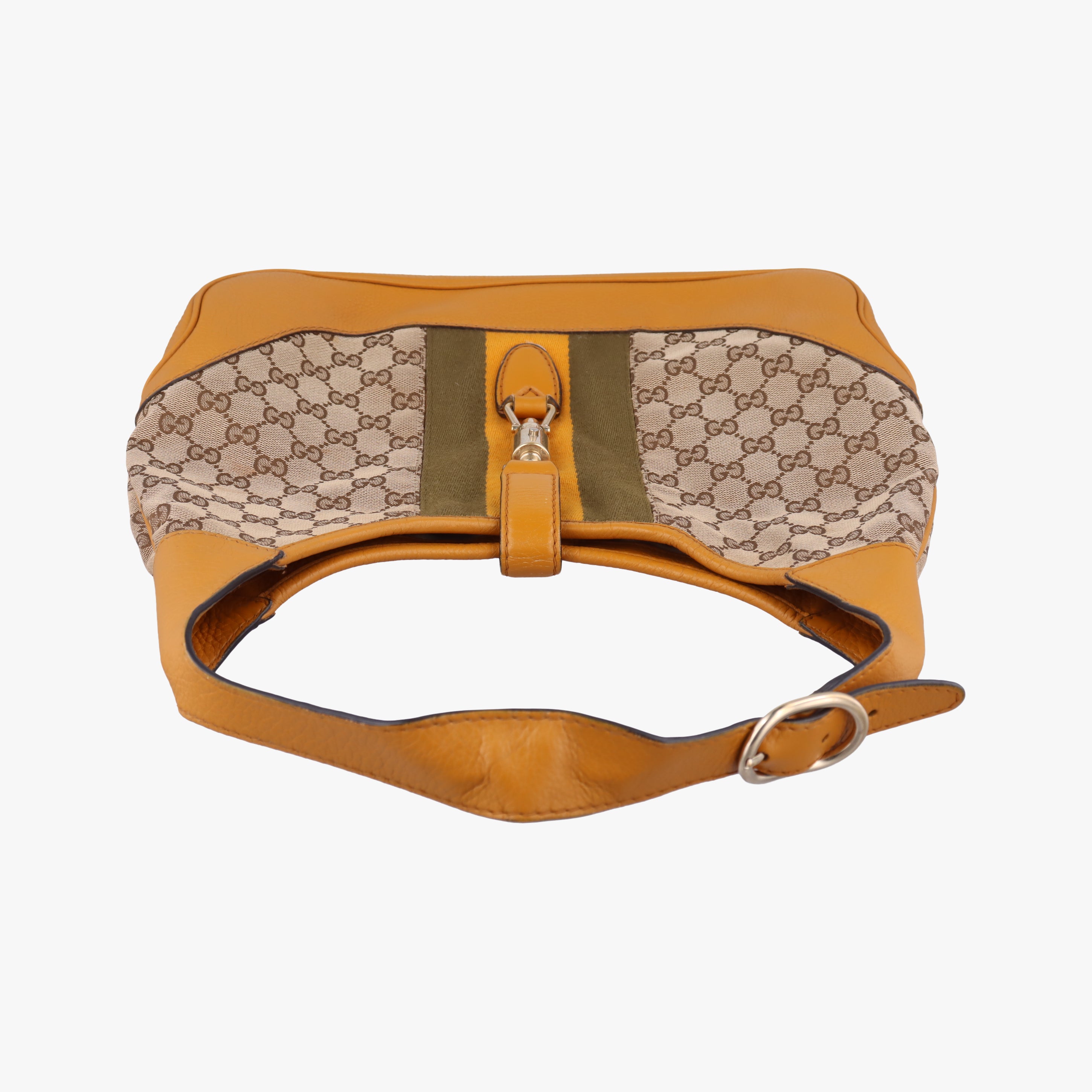 Pre-owned Gucci Jackie Flora Hobo beige×orange fabric×Leather 277520 shoulderbag | stylenewstar