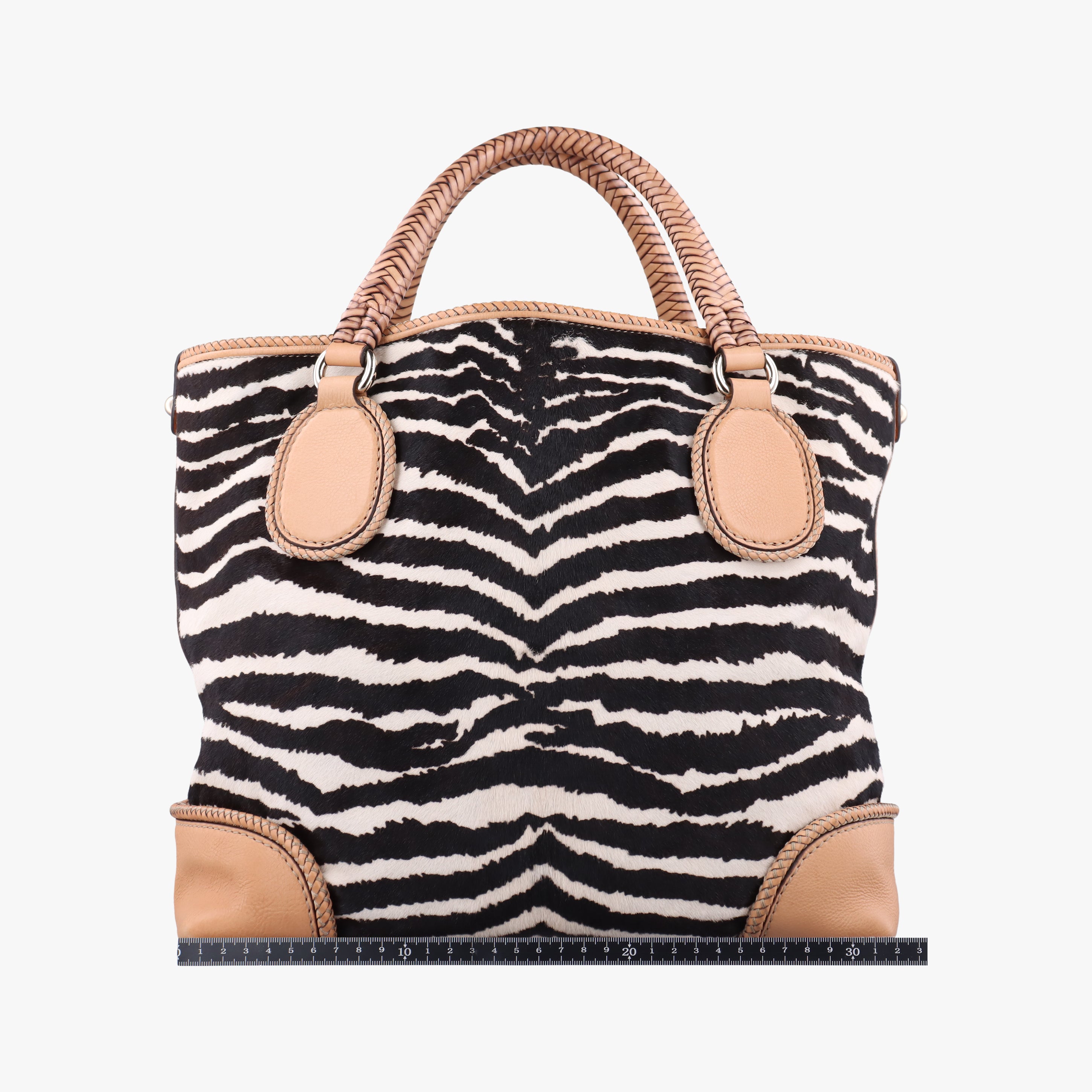 Secondhand Gucci Zebra Printed Marrakech Black×White×Beige ponyhair 257023 handbag | stylenewstar