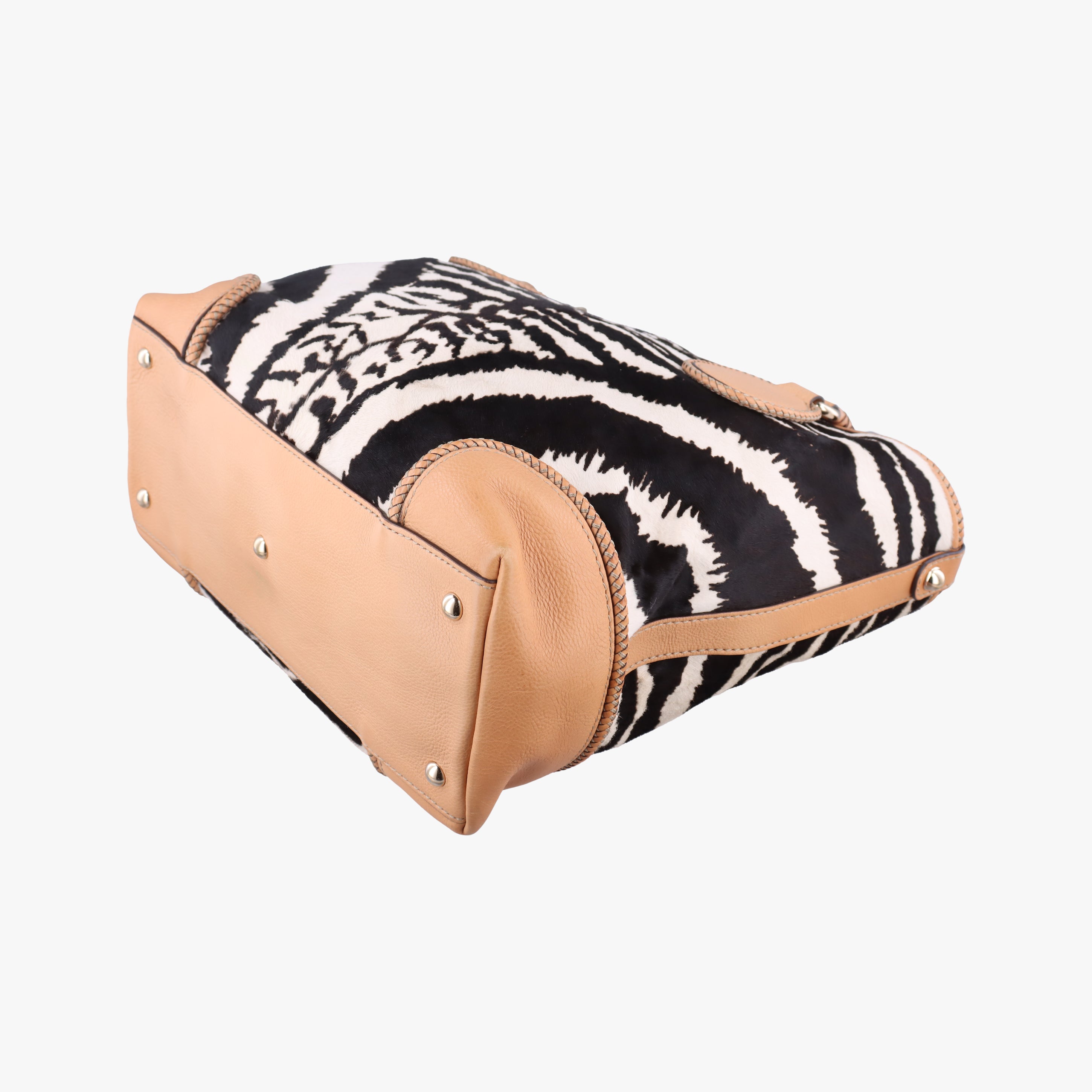 Secondhand Gucci Zebra Printed Marrakech Black×White×Beige ponyhair 257023 handbag | stylenewstar