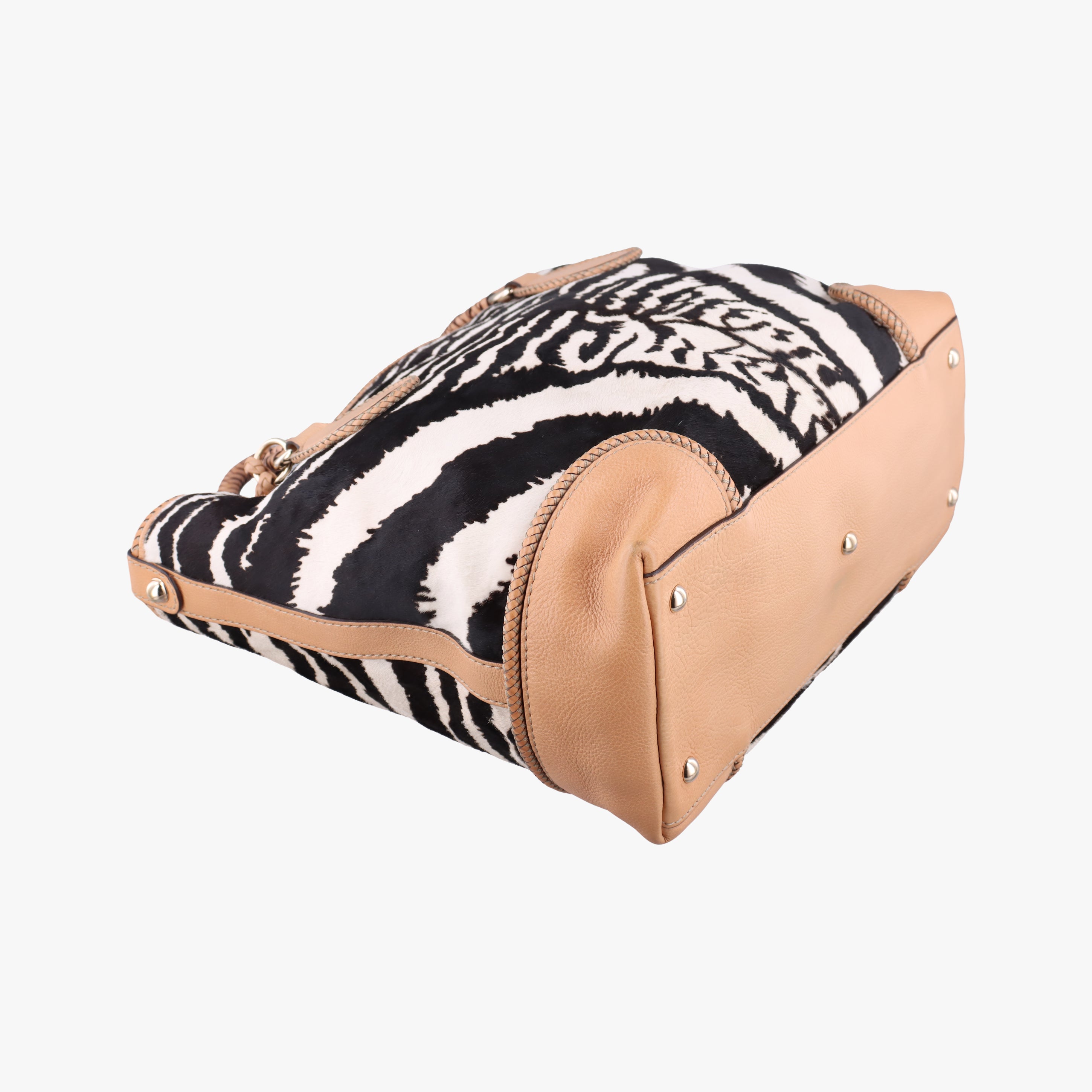 Secondhand Gucci Zebra Printed Marrakech Black×White×Beige ponyhair 257023 handbag | stylenewstar