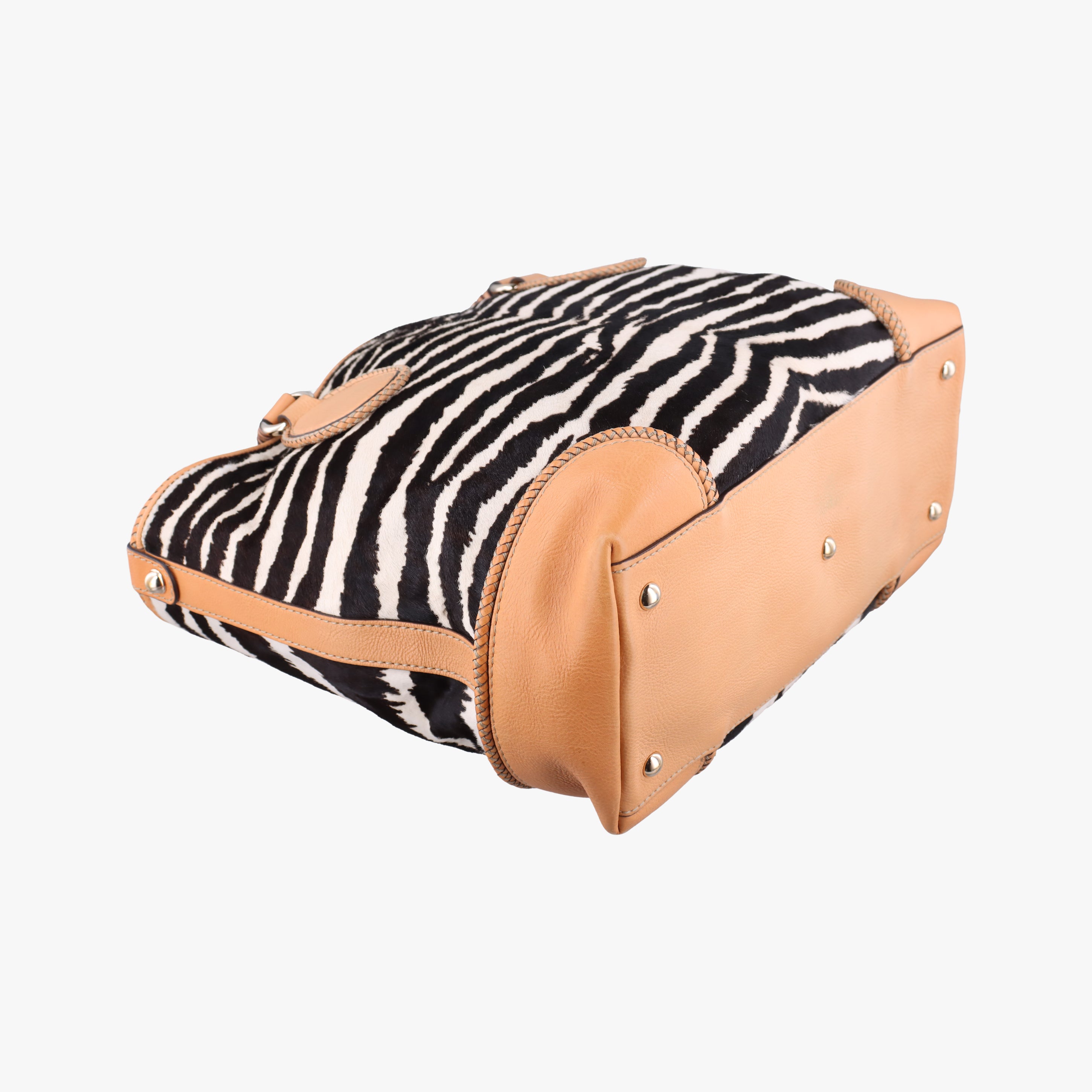 Secondhand Gucci Zebra Printed Marrakech Black×White×Beige ponyhair 257023 handbag | stylenewstar