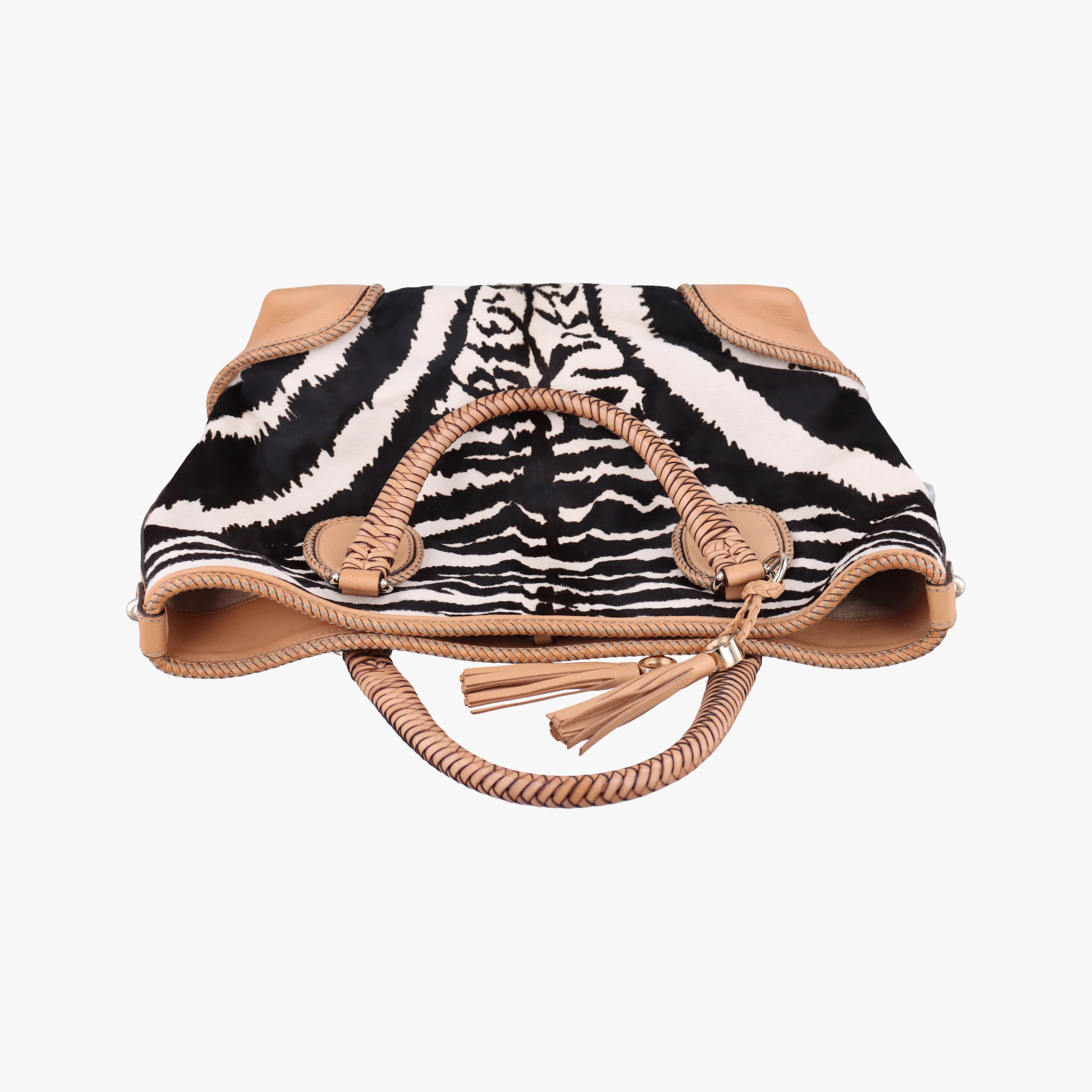 Secondhand Gucci Zebra Printed Marrakech Black×White×Beige ponyhair 257023 handbag | stylenewstar