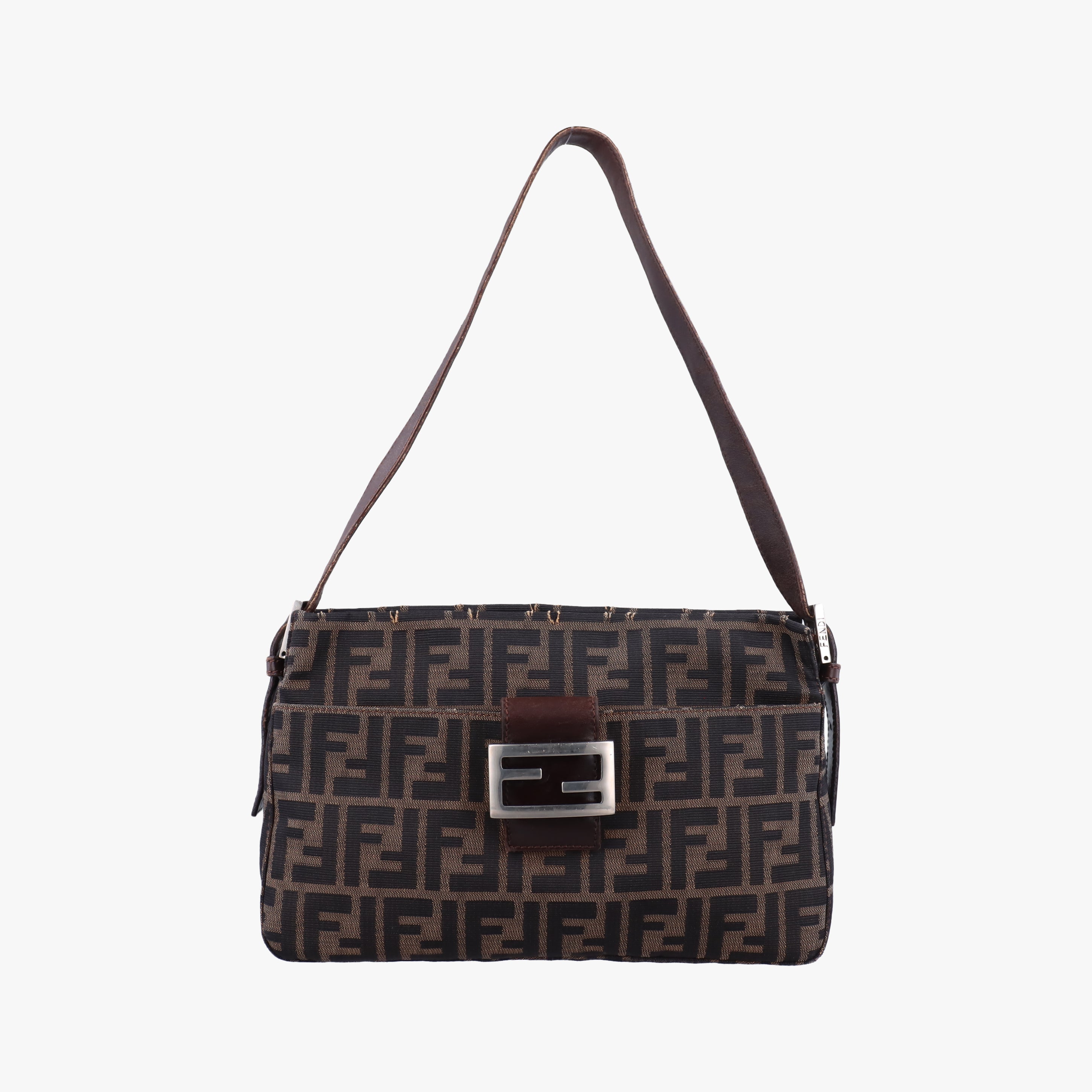 Pre-owned Fendi Zucca pattern Brown x Dark Brown fabric 222826 shoulderbag | stylenewstar