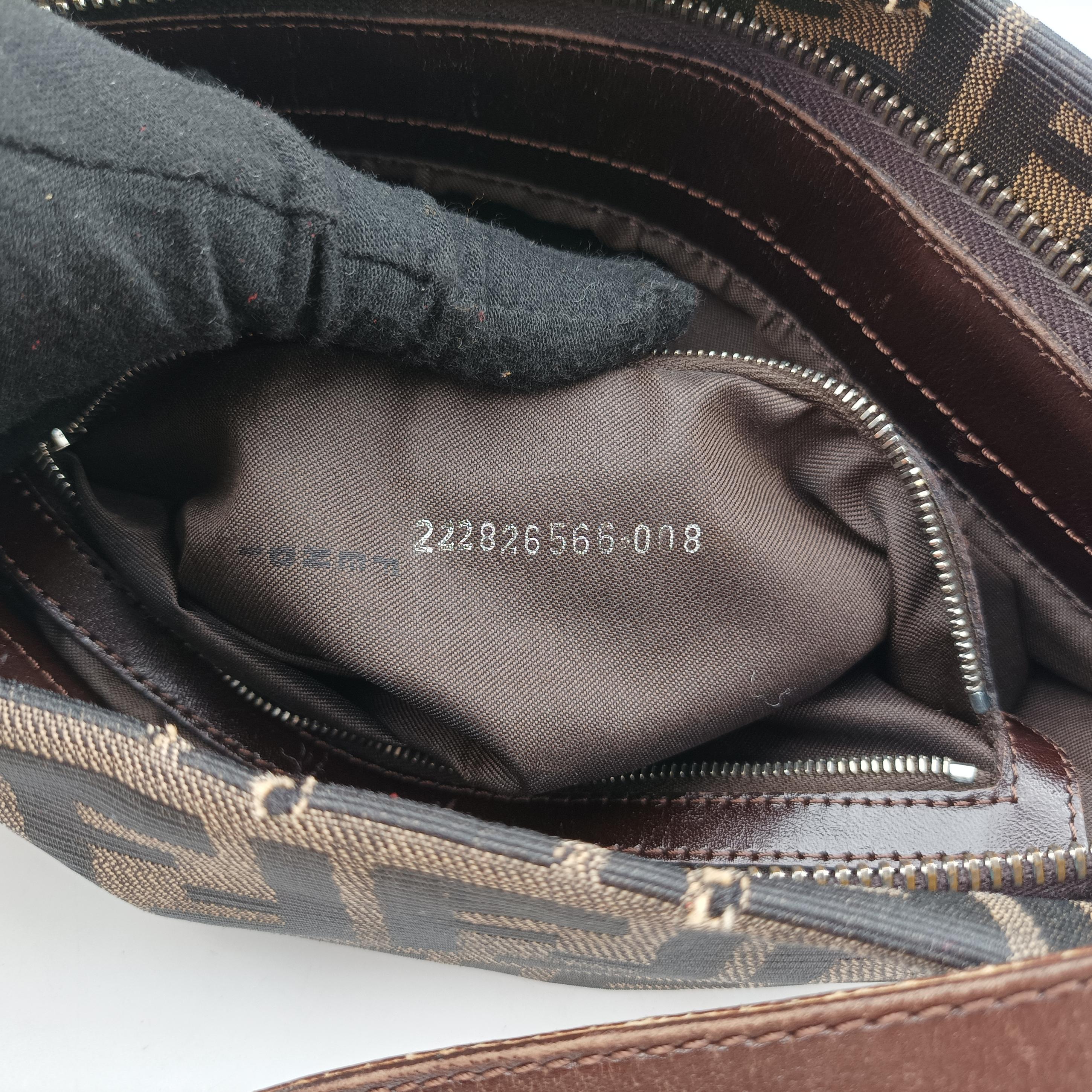 Pre-owned Fendi Zucca pattern Brown x Dark Brown fabric 222826 shoulderbag | stylenewstar