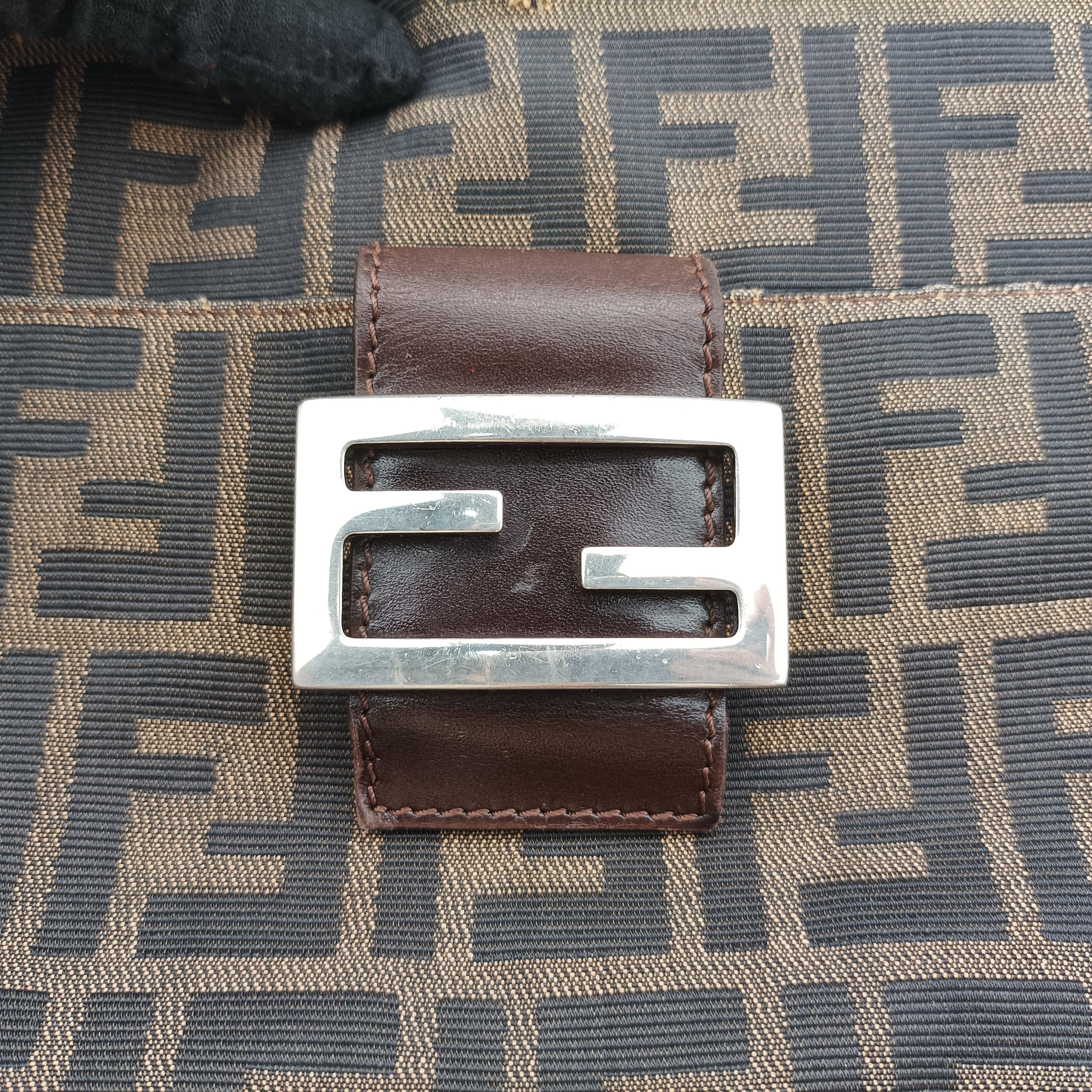 Pre-owned Fendi Zucca pattern Brown x Dark Brown fabric 222826 shoulderbag | stylenewstar
