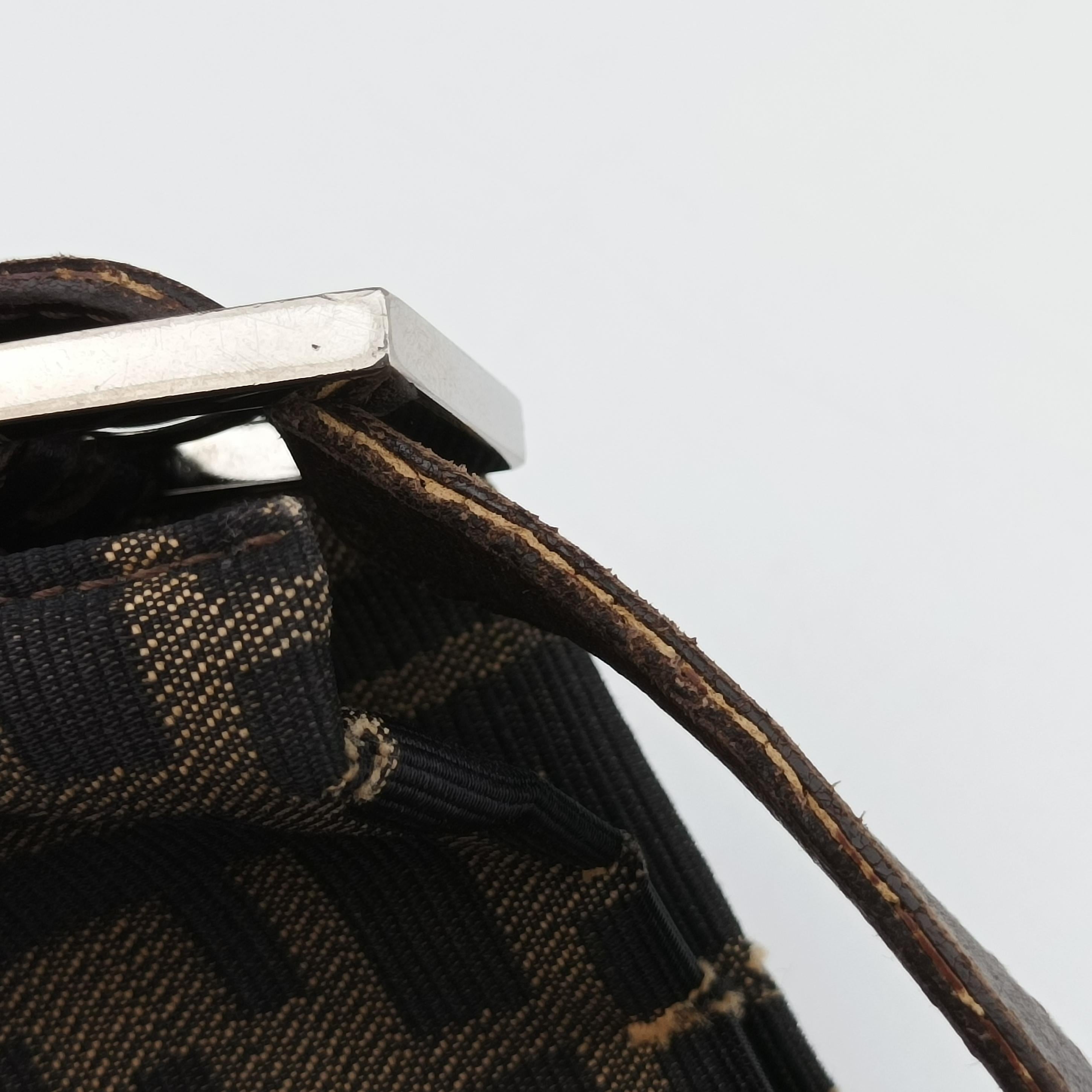 Pre-owned Fendi Zucca pattern Brown x Dark Brown fabric 222826 shoulderbag | stylenewstar