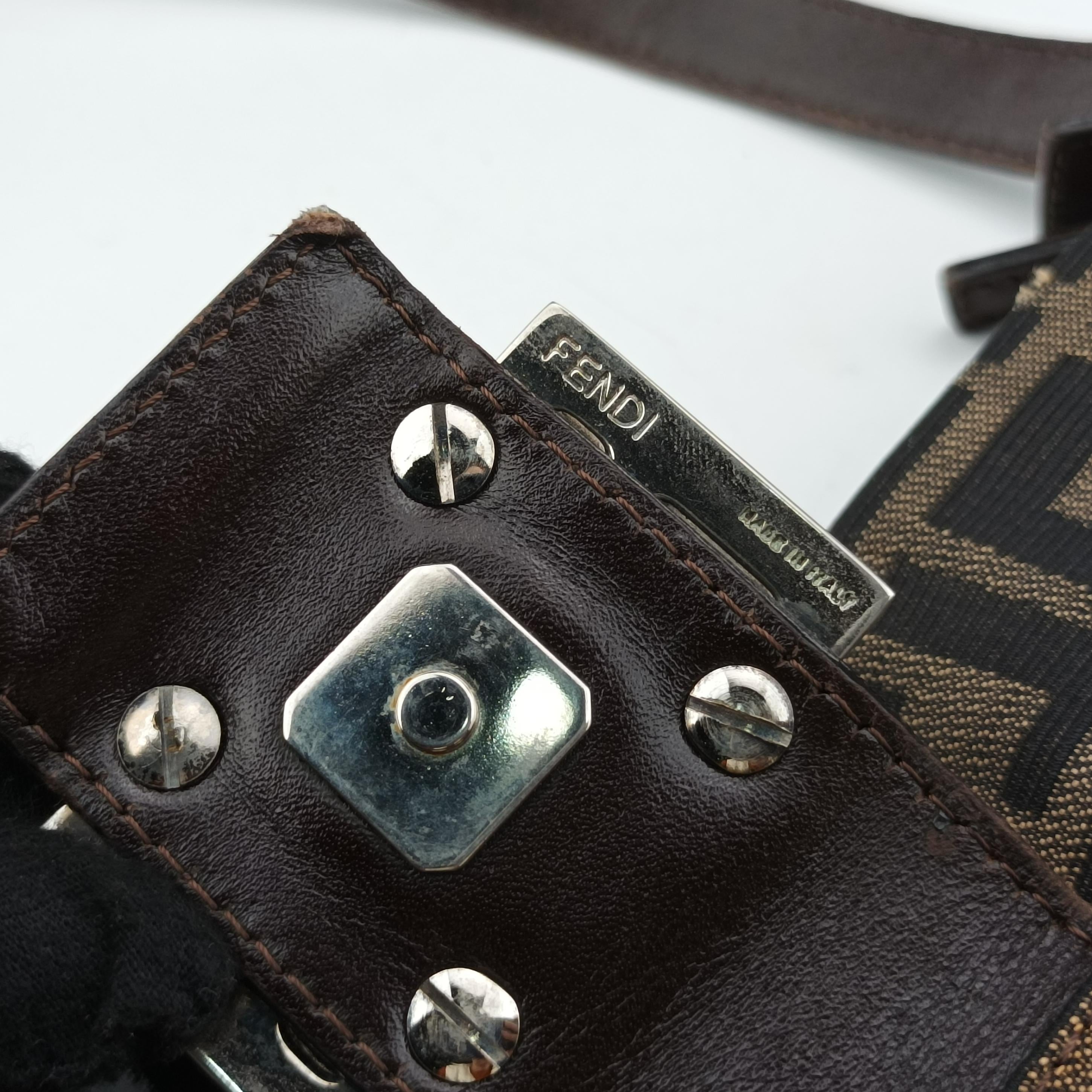 Pre-owned Fendi Zucca pattern Brown x Dark Brown fabric 222826 shoulderbag | stylenewstar