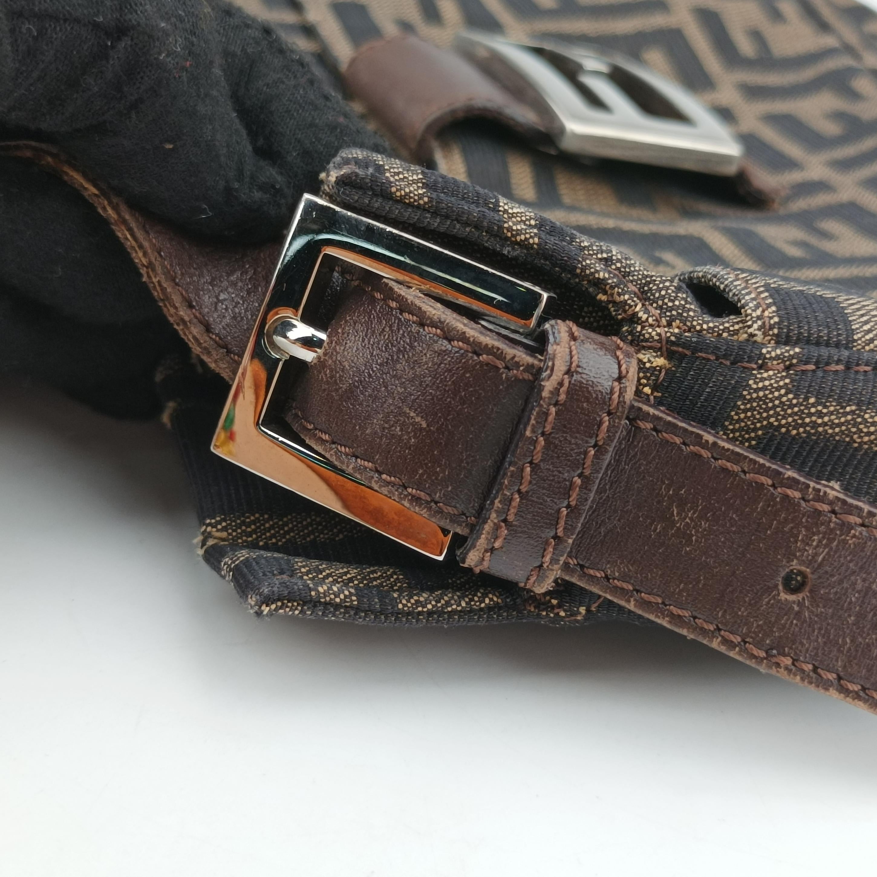 Pre-owned Fendi Zucca pattern Brown x Dark Brown fabric 222826 shoulderbag | stylenewstar