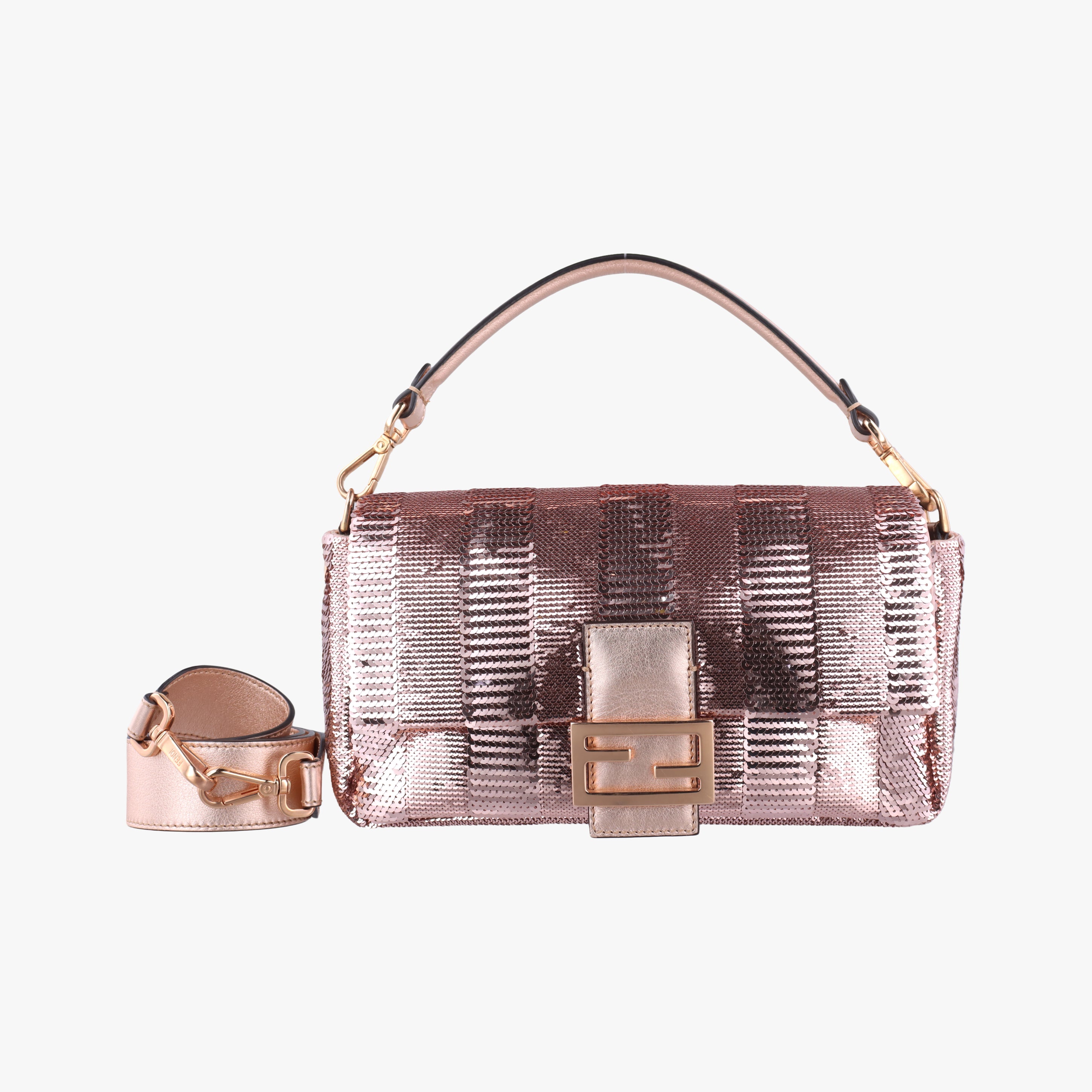 Pre-owned Fendi BAGUETTE Pink sequins 8BR600 shoulderbag | stylenewstar