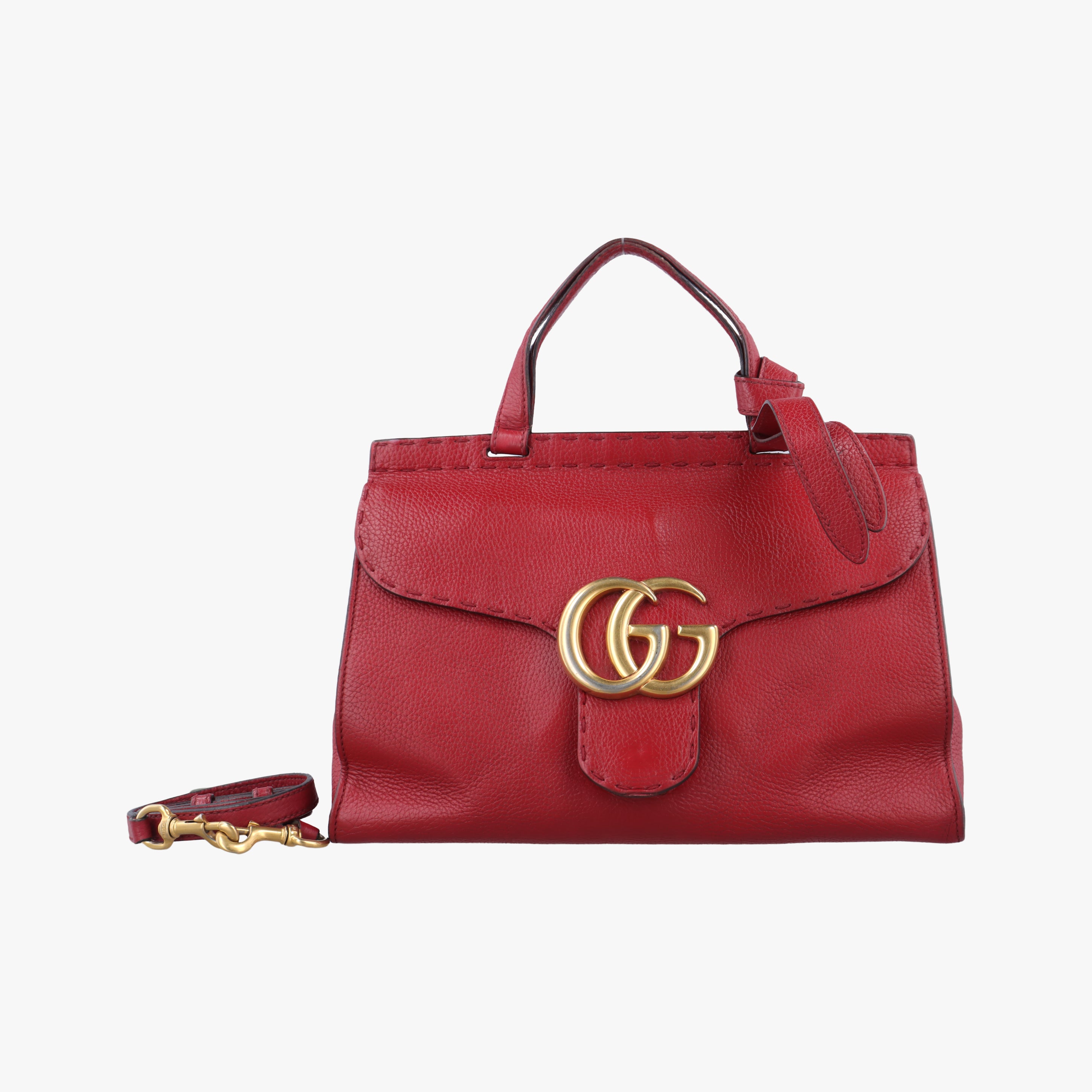 Pre-owned Gucci GG Marmont Red Leather 421890 shoulderbag | stylenewstar