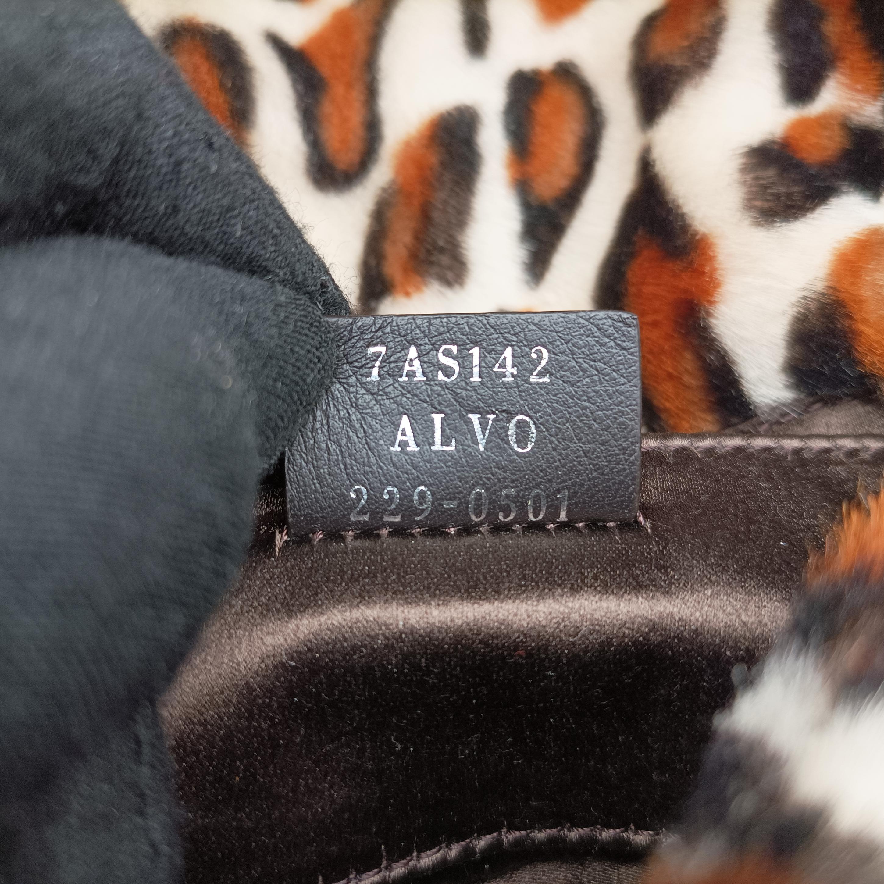 Pre-owned Fendi BAGUETTE White x Brown x Black x Multicolor ponyhair 7AS142 shoulderbag | stylenewstar