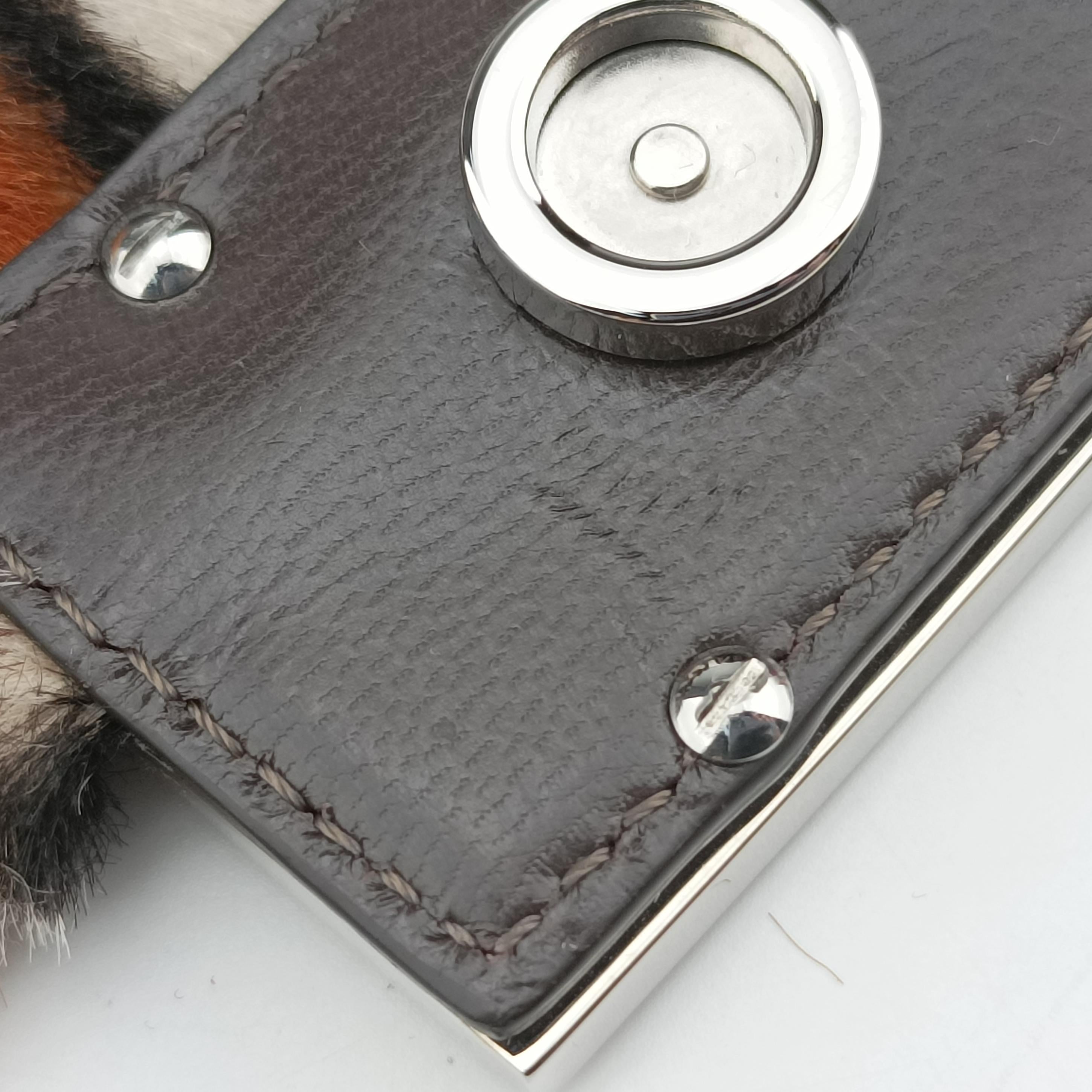 Pre-owned Fendi BAGUETTE White x Brown x Black x Multicolor ponyhair 7AS142 shoulderbag | stylenewstar