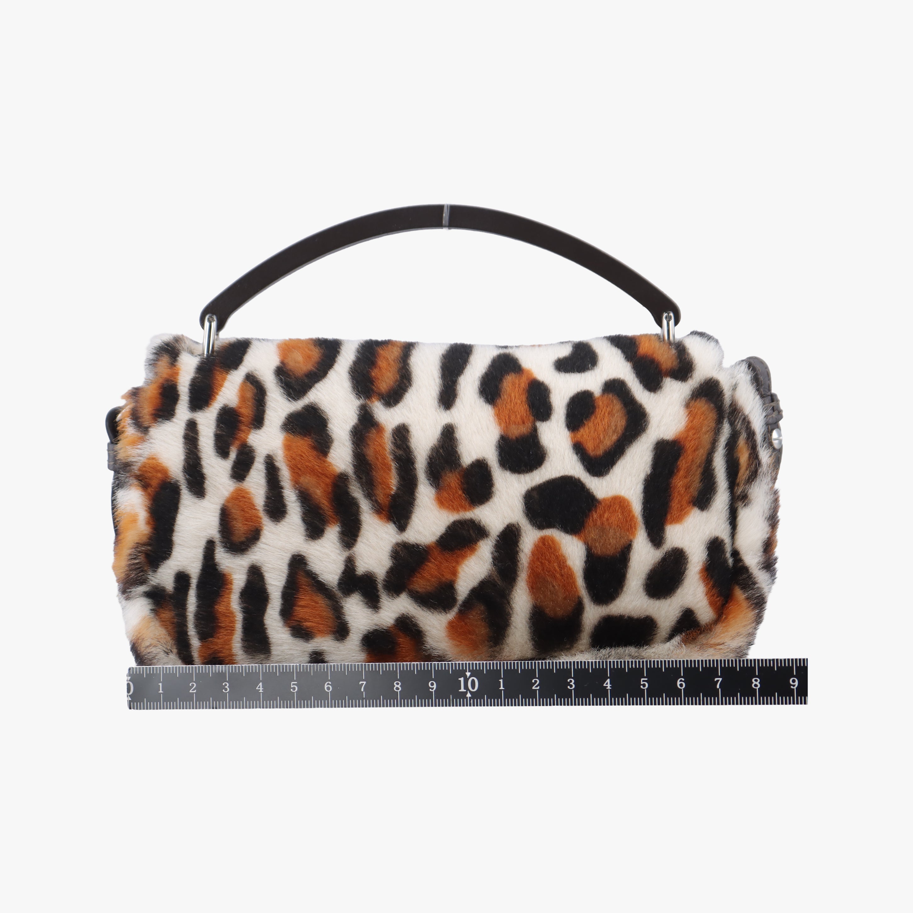 Pre-owned Fendi BAGUETTE White x Brown x Black x Multicolor ponyhair 7AS142 shoulderbag | stylenewstar