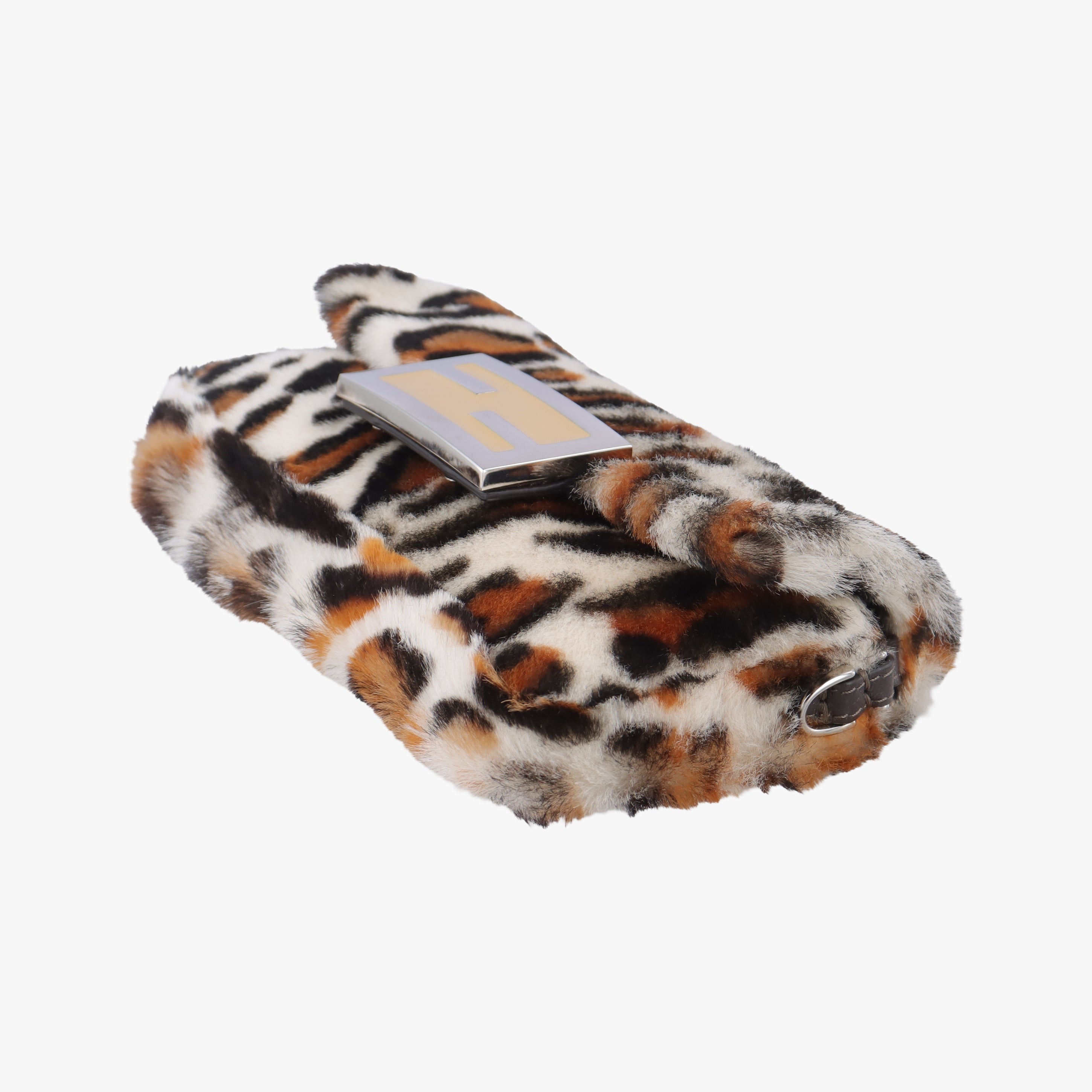 Pre-owned Fendi BAGUETTE White x Brown x Black x Multicolor ponyhair 7AS142 shoulderbag | stylenewstar