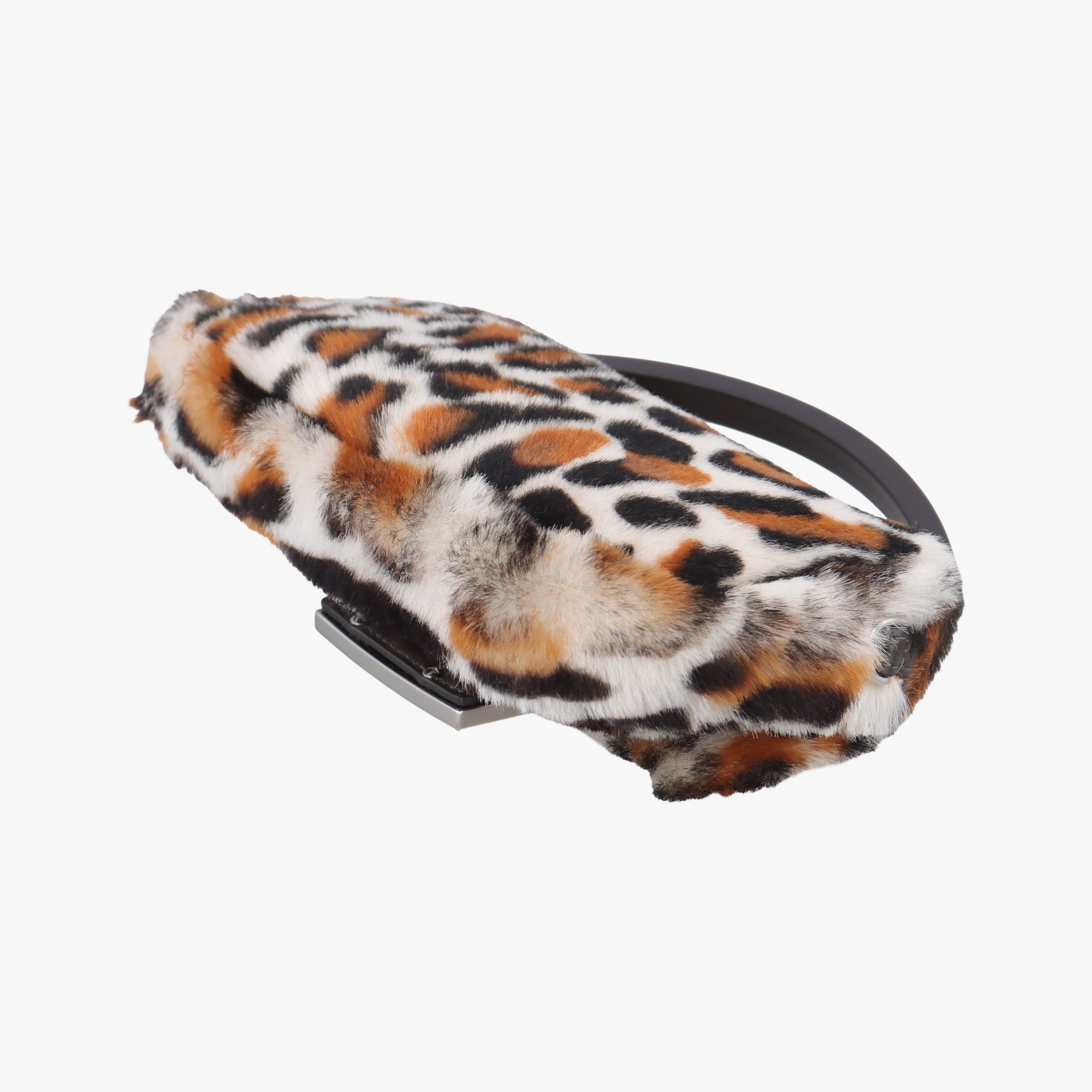 Pre-owned Fendi BAGUETTE White x Brown x Black x Multicolor ponyhair 7AS142 shoulderbag | stylenewstar