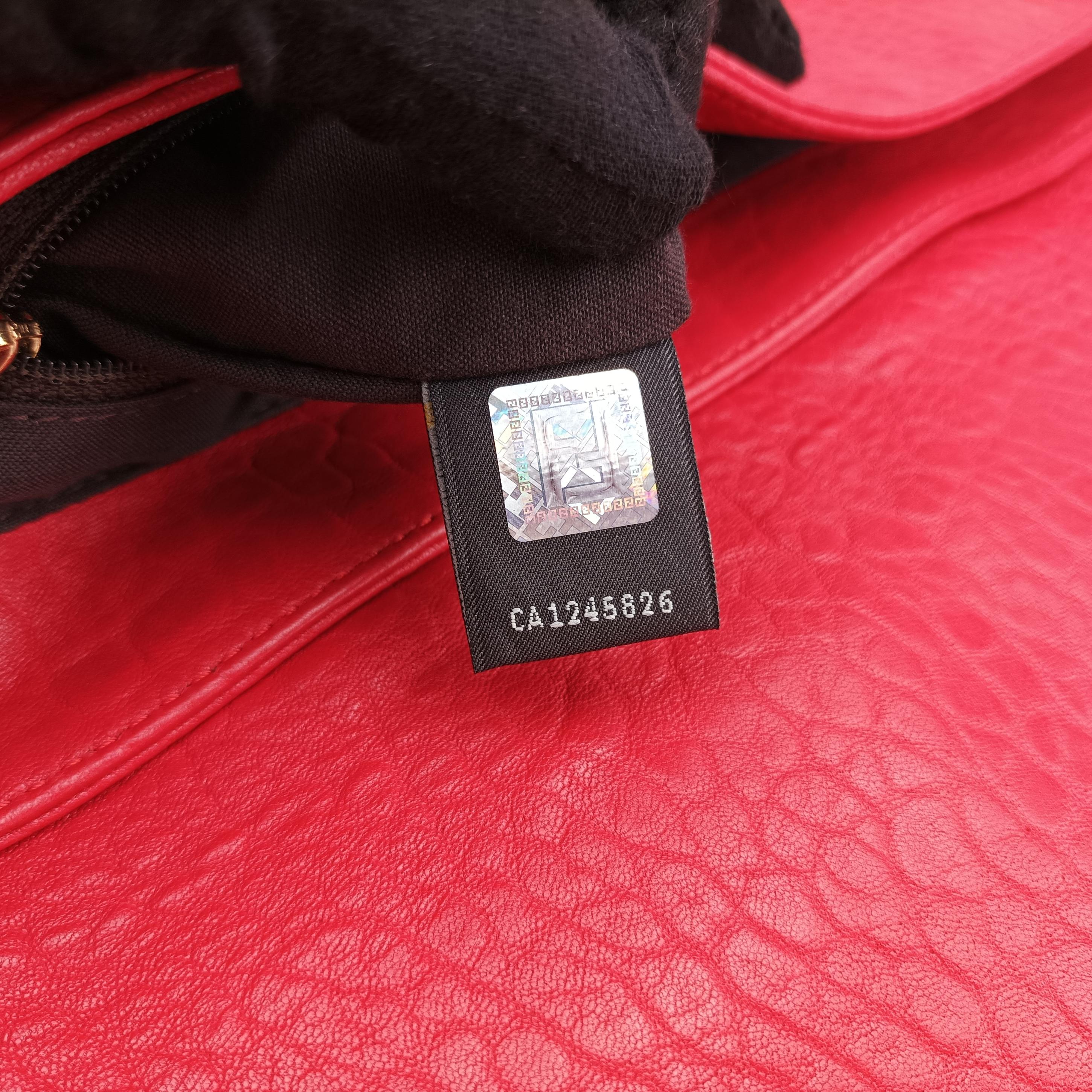 Pre-owned Fendi Mia Flap Red Leather 8BT163 shoulderbag | stylenewstar