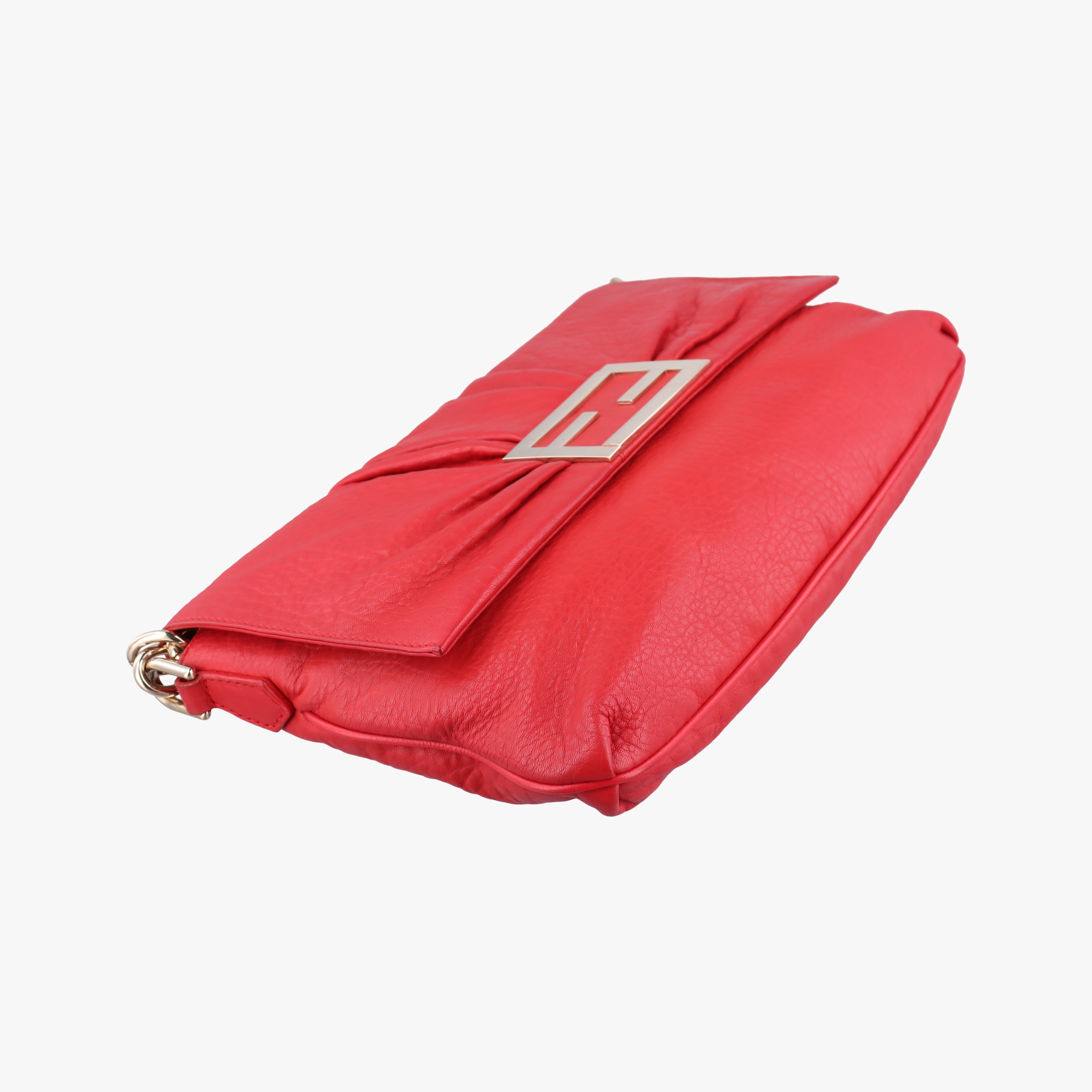 Pre-owned Fendi Mia Flap Red Leather 8BT163 shoulderbag | stylenewstar