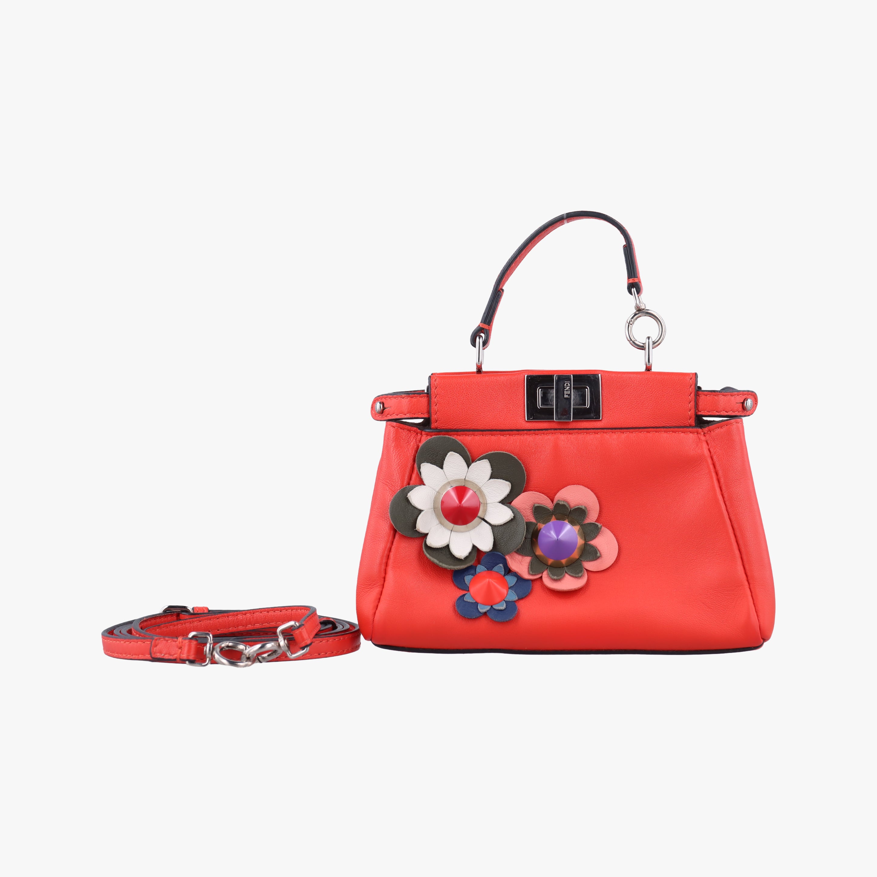Pre-owned Fendi Micro Peekaboo Red Leather 8M0355 shoulderbag | stylenewstar