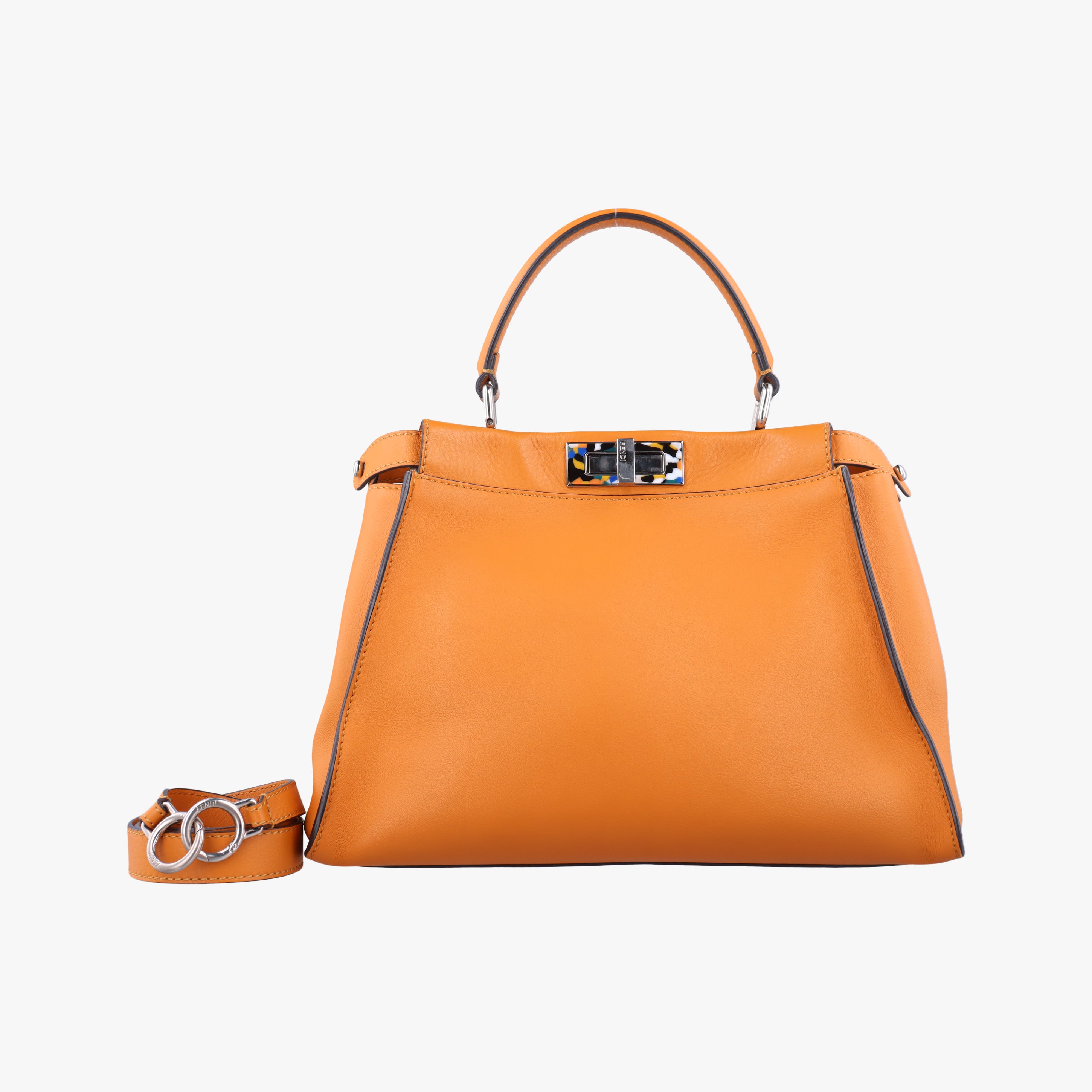 Pre-owned Fendi PEEKABOO Orange Leather 8BN290 shoulderbag | stylenewstar