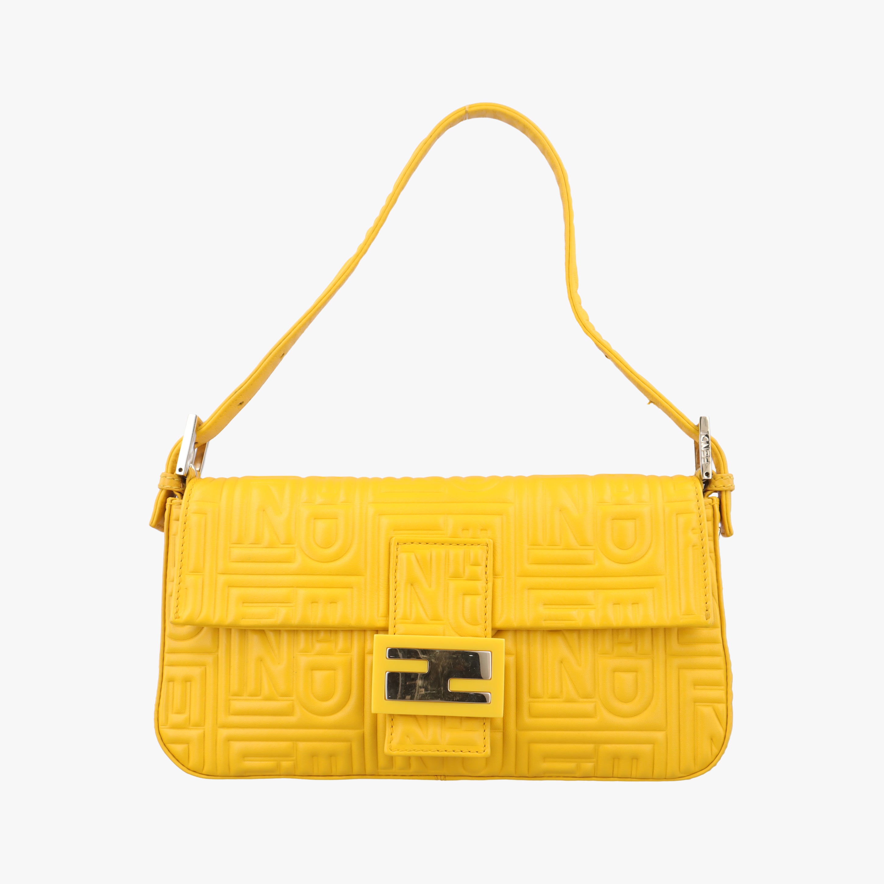 Pre-owned Fendi BAGUETTE Yellow Leather 8BR600 shoulderbag | stylenewstar