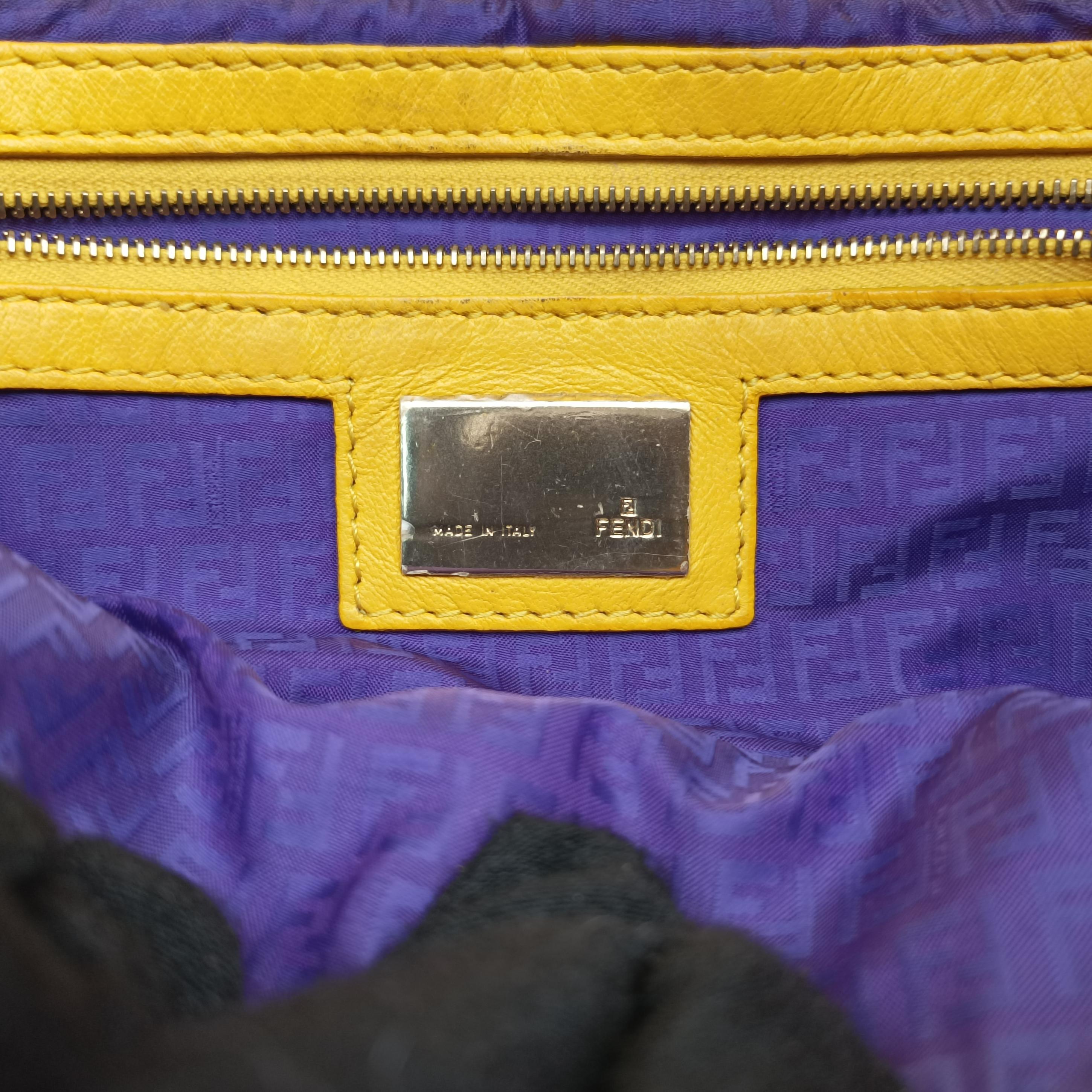 Pre-owned Fendi BAGUETTE Yellow Leather 8BR600 shoulderbag | stylenewstar