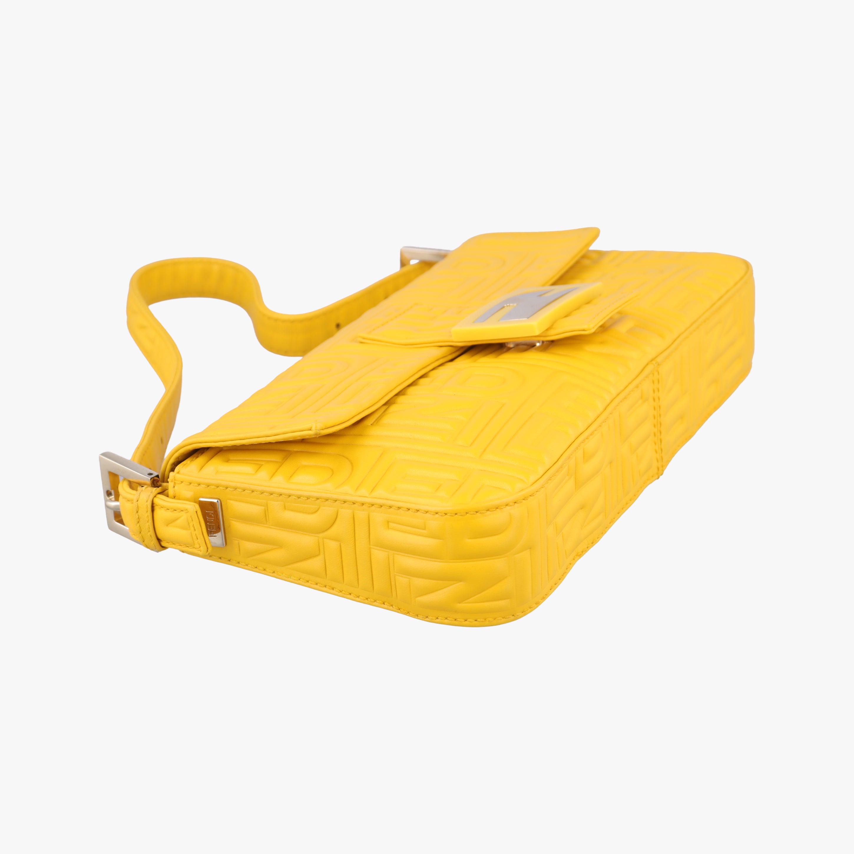 Pre-owned Fendi BAGUETTE Yellow Leather 8BR600 shoulderbag | stylenewstar