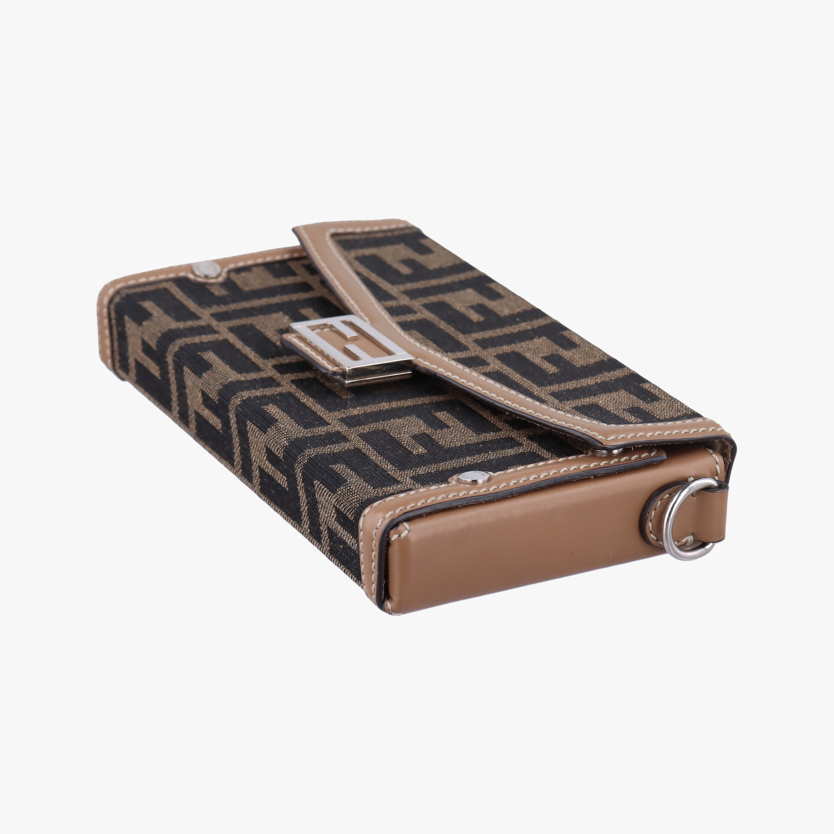 Pre-owned Fendi Zucca Soft Trunk Phone Pouch Brown Canvas 7AS139 shoulderbag | stylenewstar