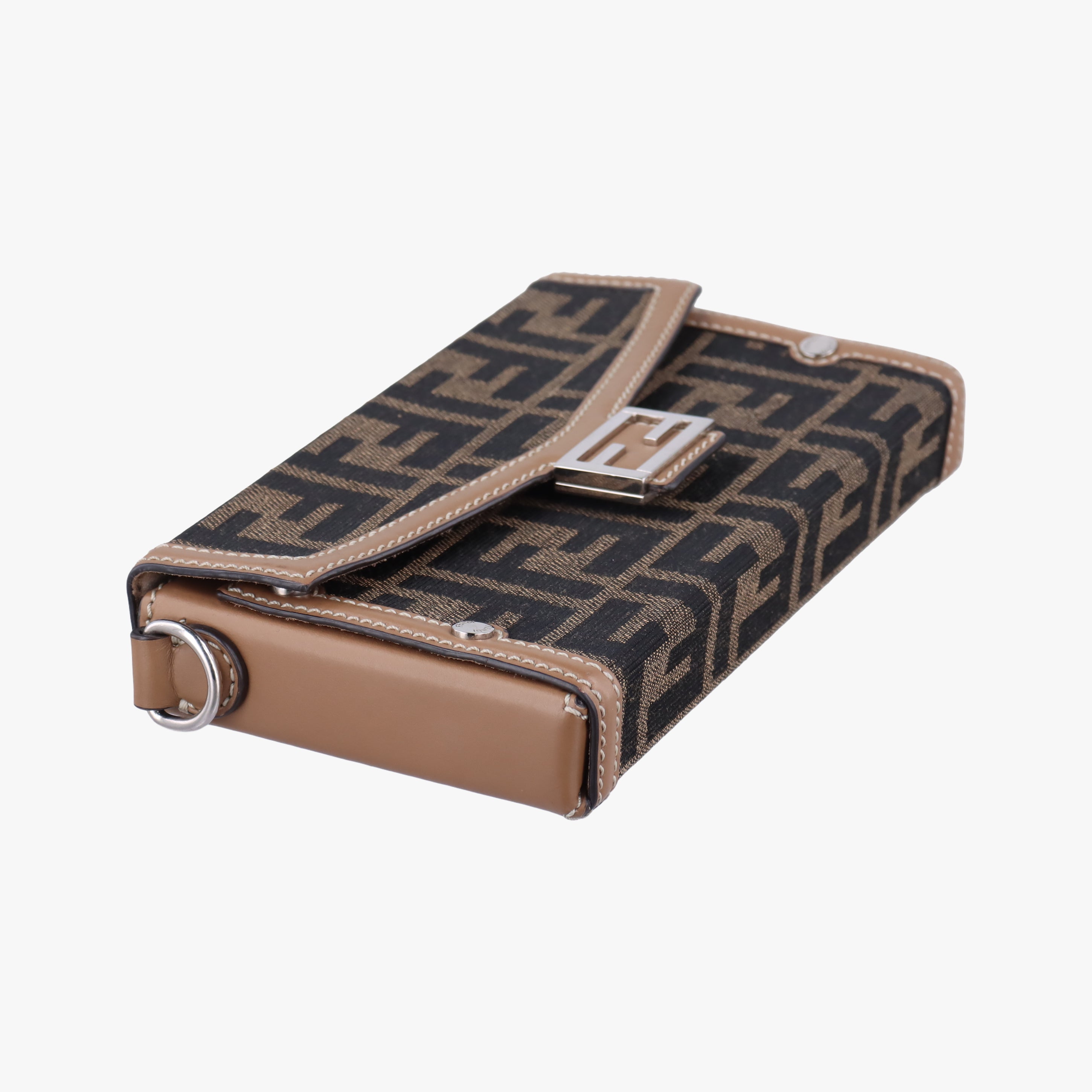 Pre-owned Fendi Zucca Soft Trunk Phone Pouch Brown Canvas 7AS139 shoulderbag | stylenewstar