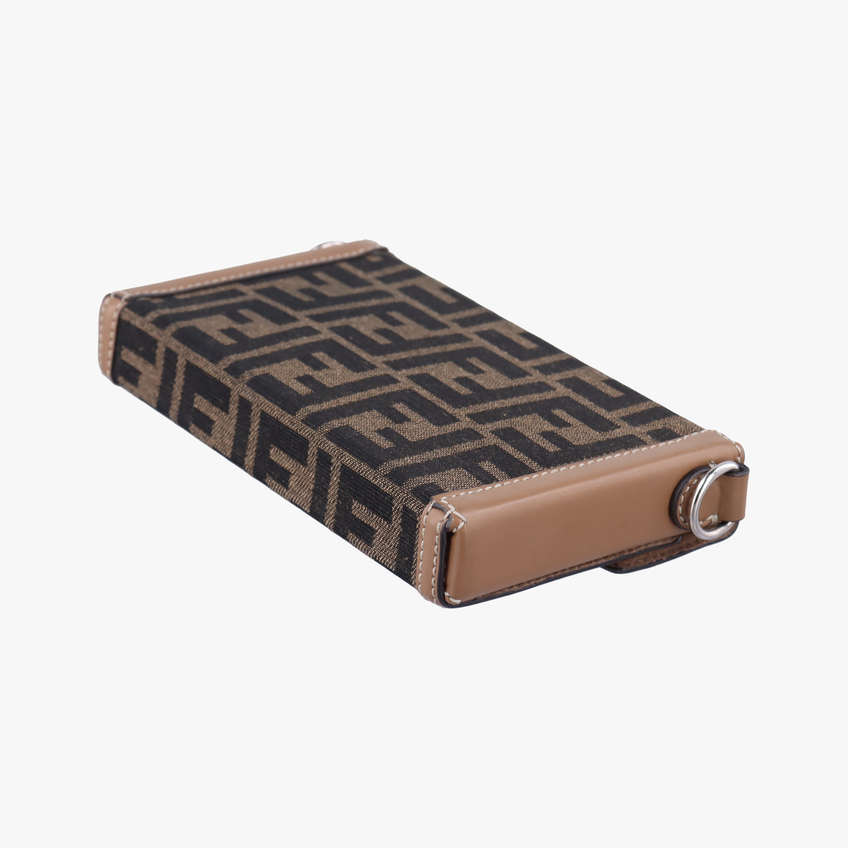 Pre-owned Fendi Zucca Soft Trunk Phone Pouch Brown Canvas 7AS139 shoulderbag | stylenewstar