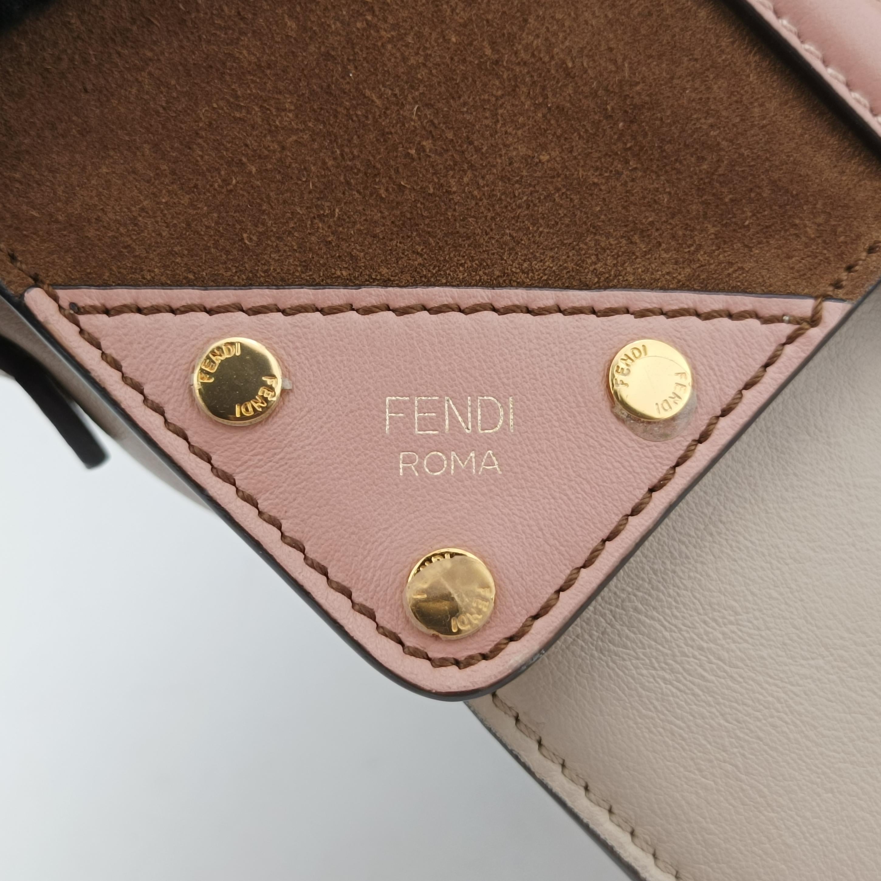Vintage Fendi Flip Beige x Pink x Brown Leather x Suede 8BT303 shoulderbag | stylenewstar