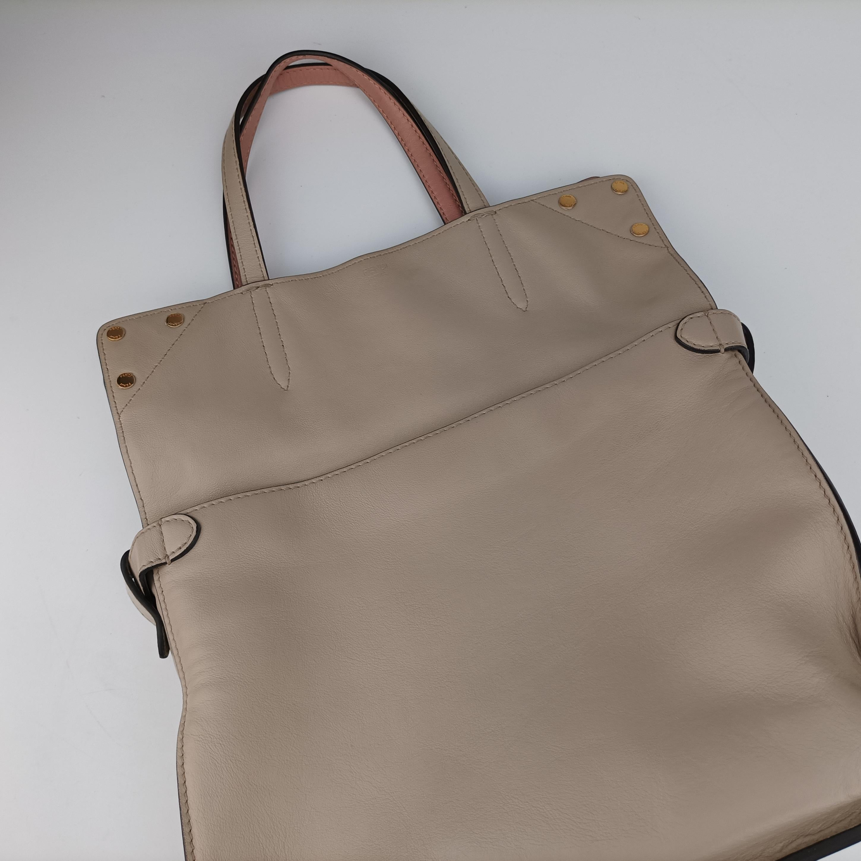 Vintage Fendi Flip Beige x Pink x Brown Leather x Suede 8BT303 shoulderbag | stylenewstar