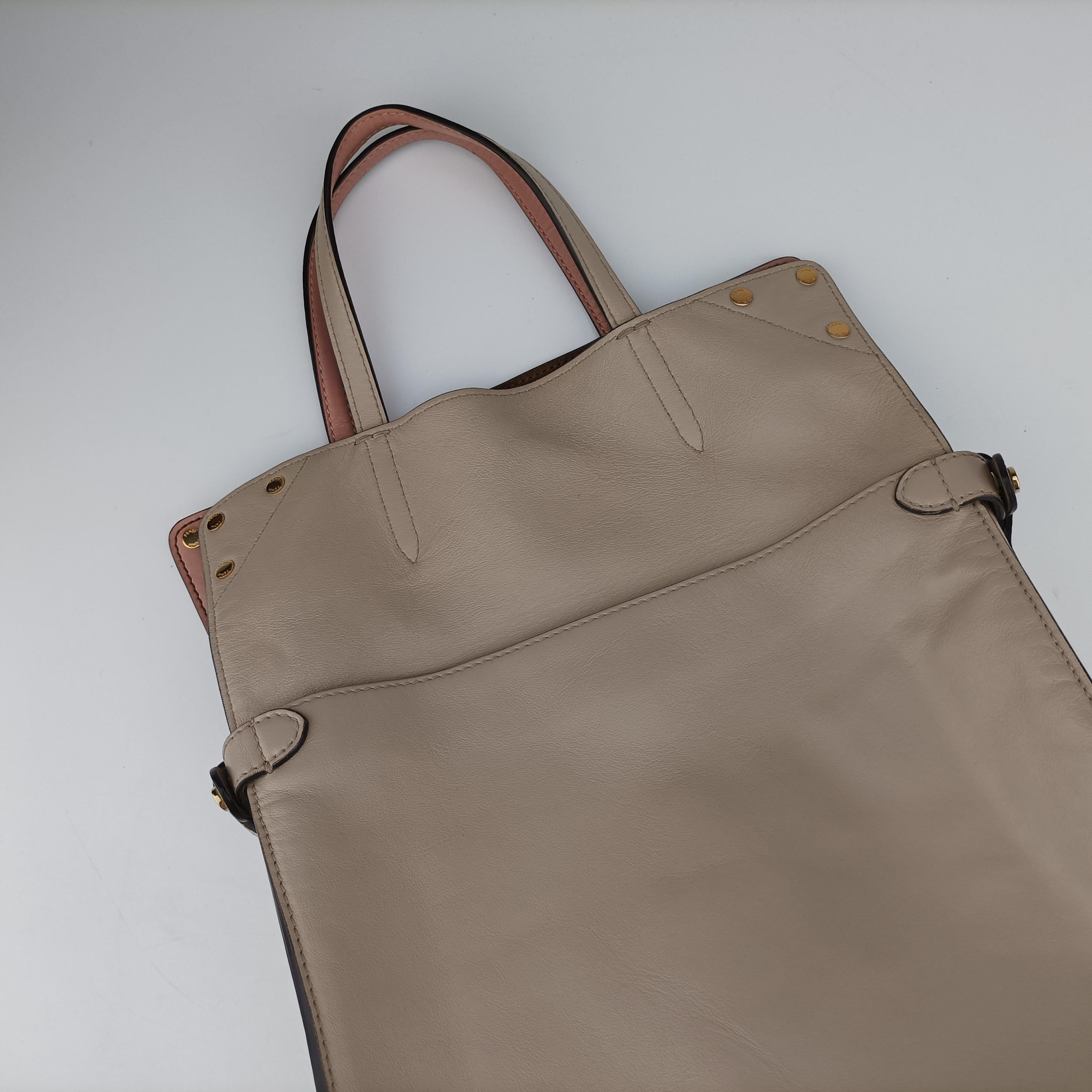 Vintage Fendi Flip Beige x Pink x Brown Leather x Suede 8BT303 shoulderbag | stylenewstar