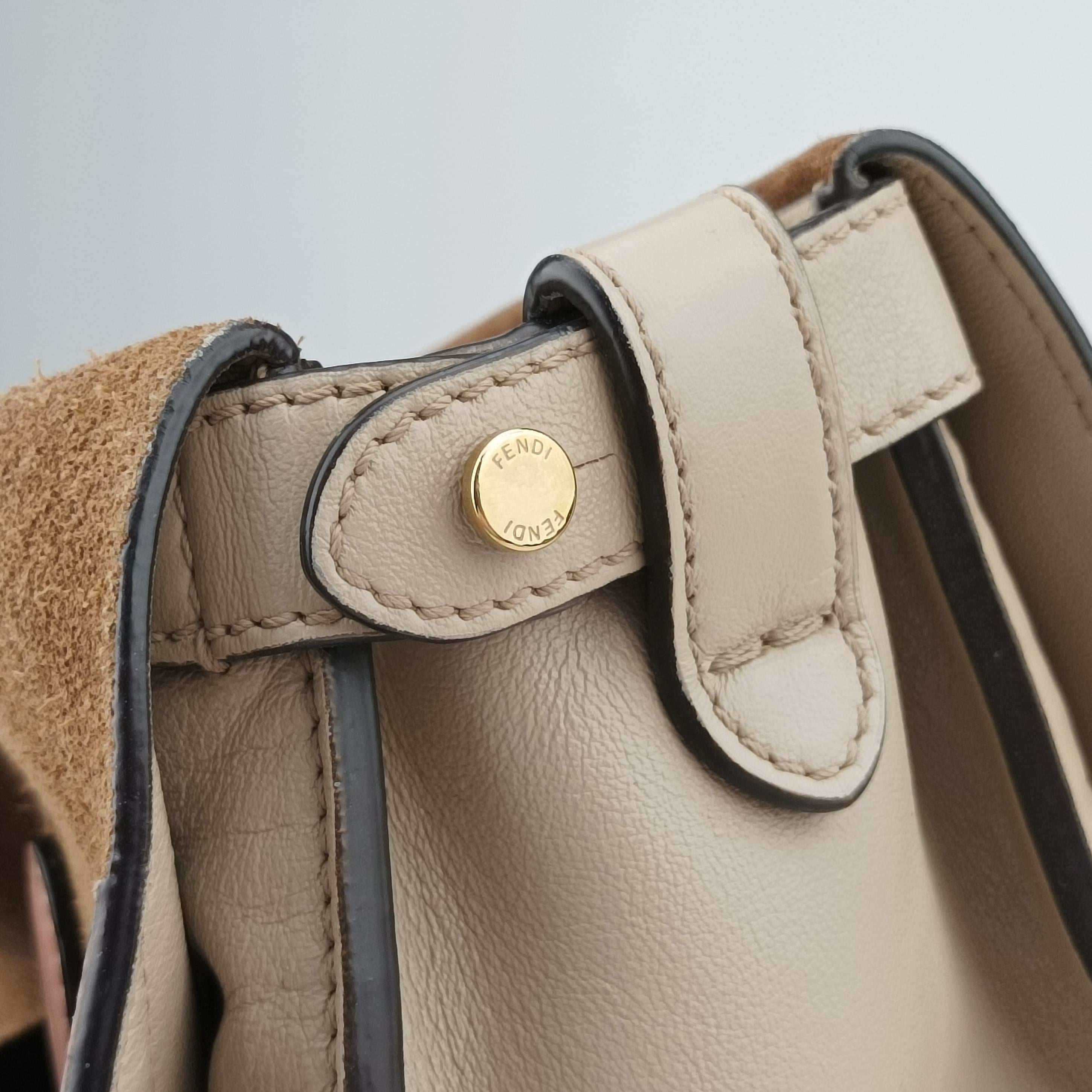 Vintage Fendi Flip Beige x Pink x Brown Leather x Suede 8BT303 shoulderbag | stylenewstar