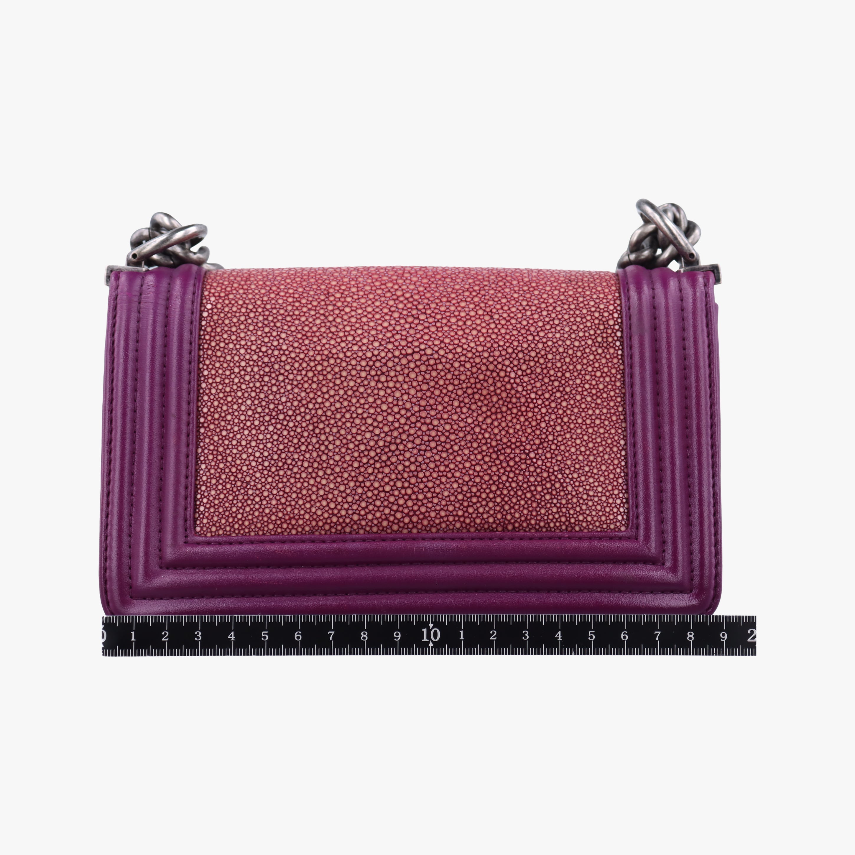 Secondhand Chanel BOY CHANEL Rose×Red Galuchat Stingray ×lambskin A67137 shoulderbag | stylenewstar