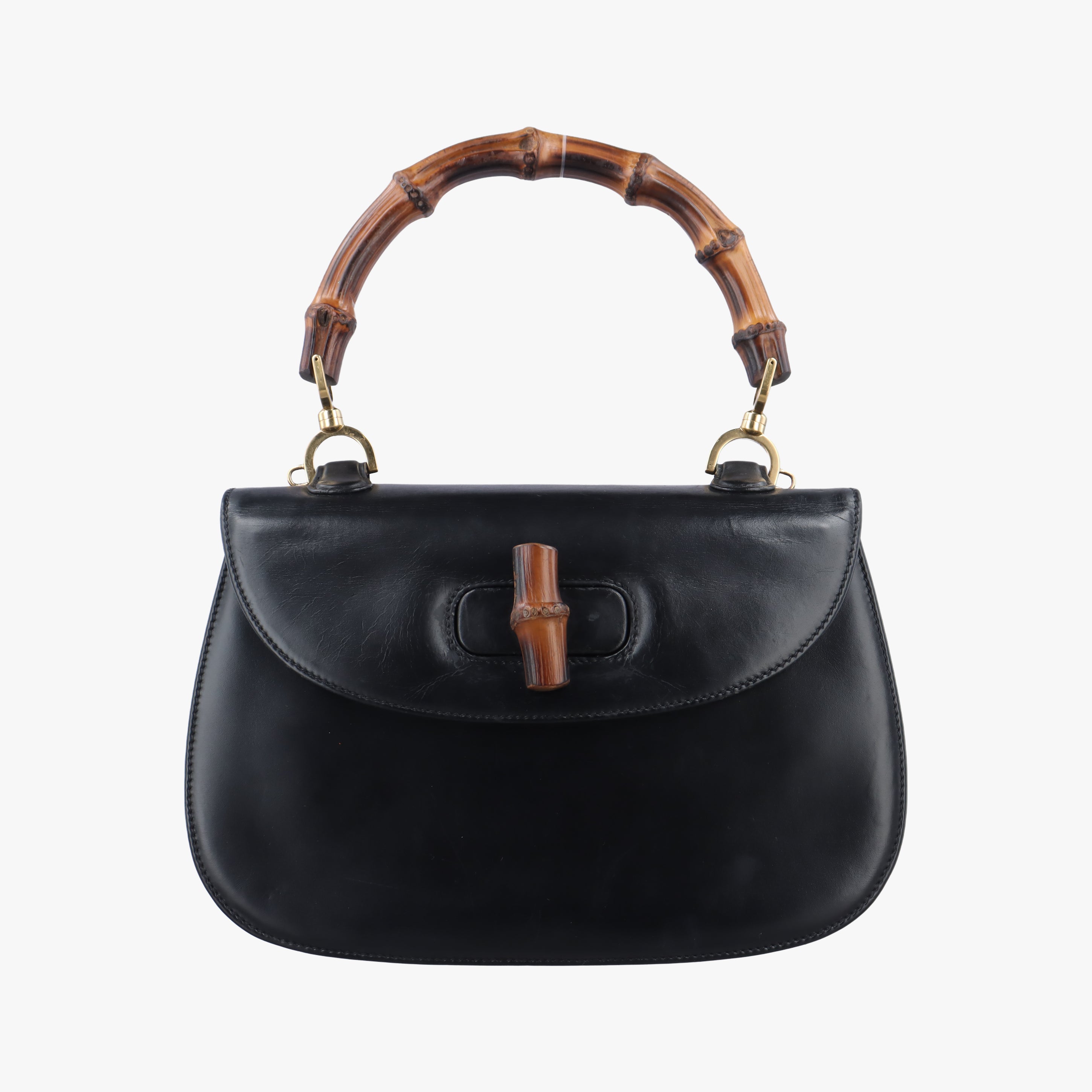 Pre-owned Gucci Bamboo Black Leather 000.12 handbag | stylenewstar