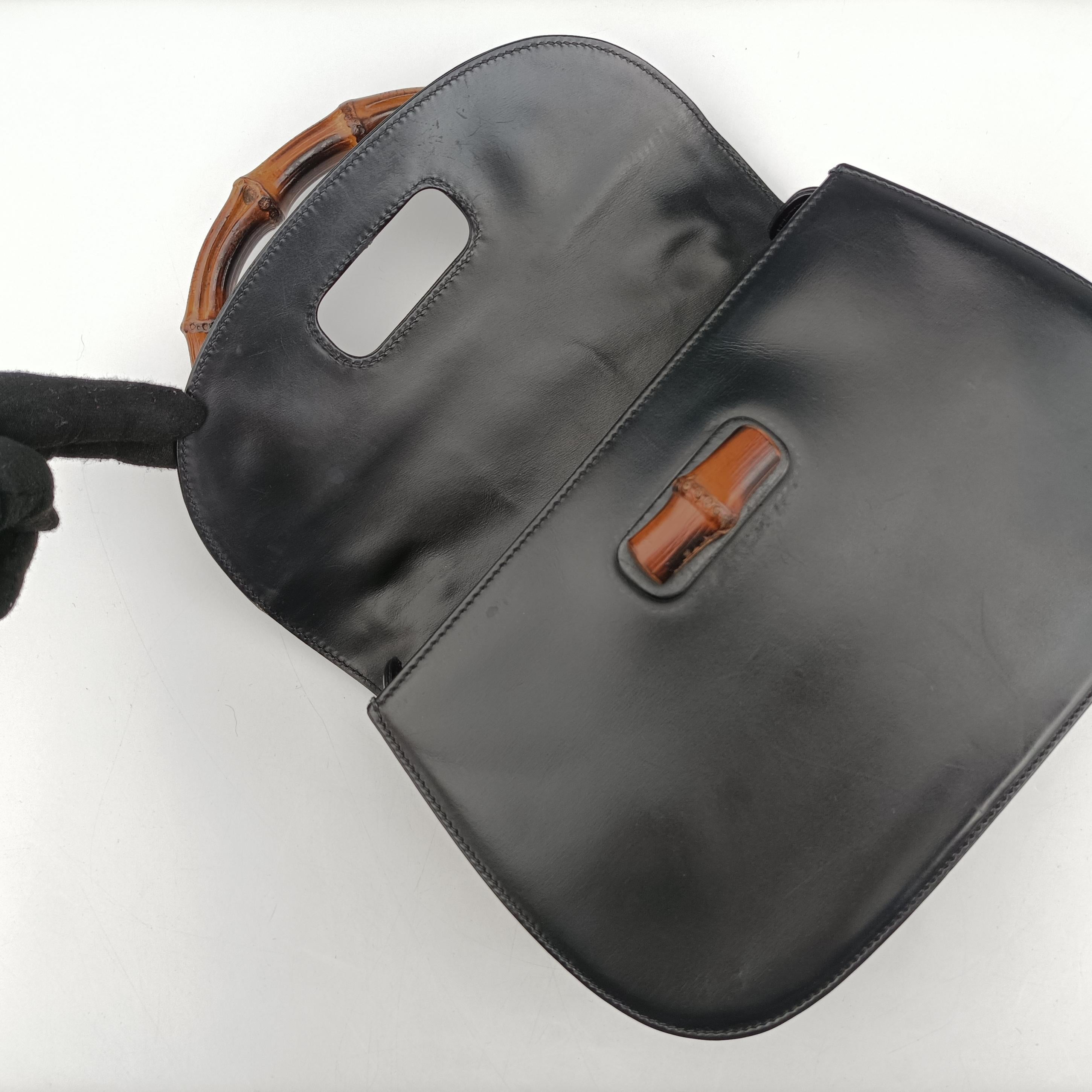 Pre-owned Gucci Bamboo Black Leather 000.12 handbag | stylenewstar