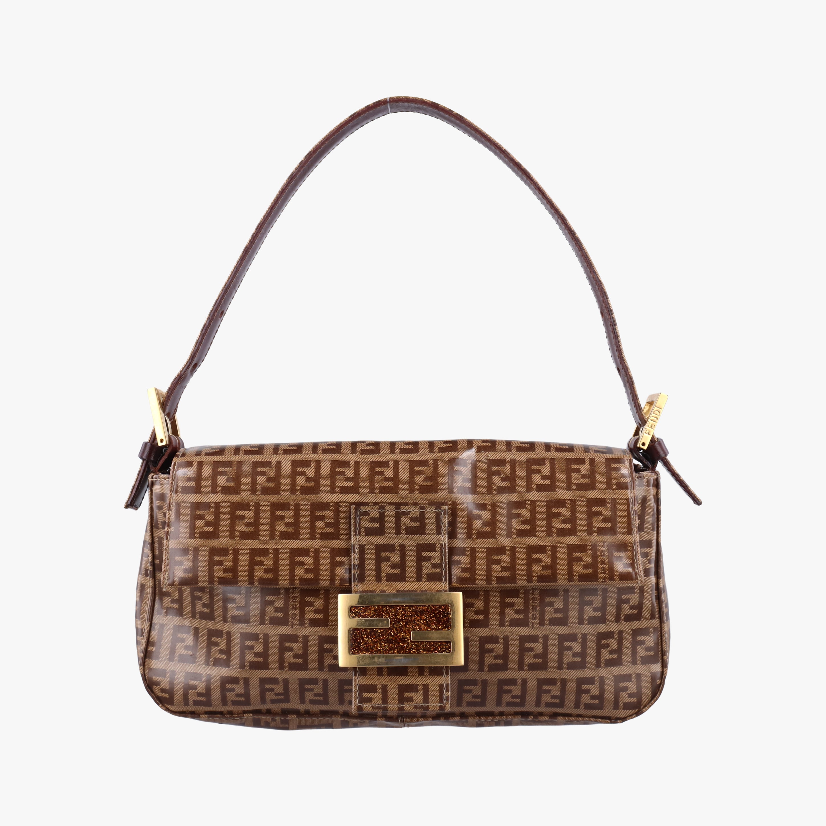Pre-owned Fendi Zucchino Mamma Bucket Brown PVC coated canvas 33492 shoulderbag | stylenewstar