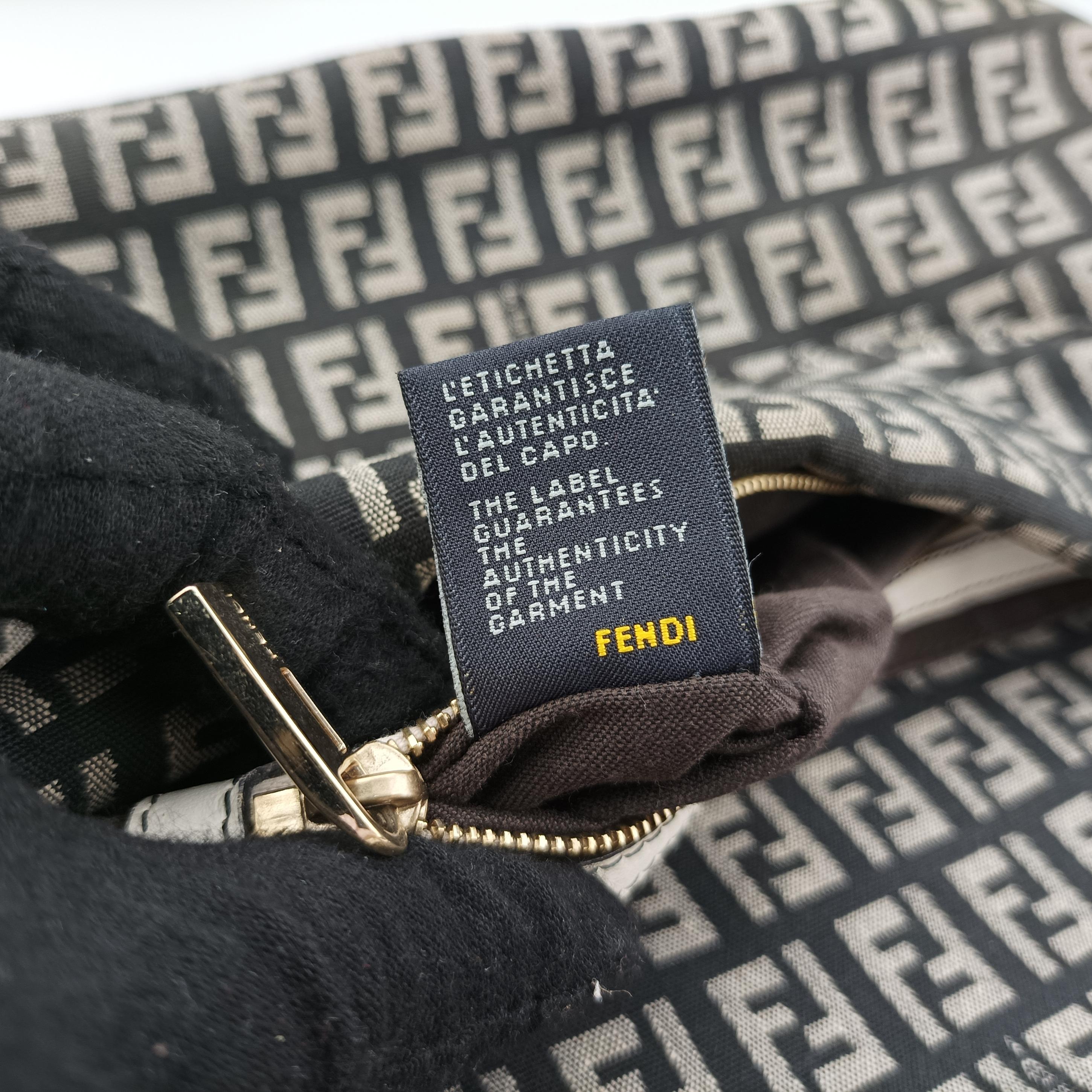 Pre-owned Fendi Zucchino Baguette Black x white x gray canvas 8BR003 shoulderbag | stylenewstar