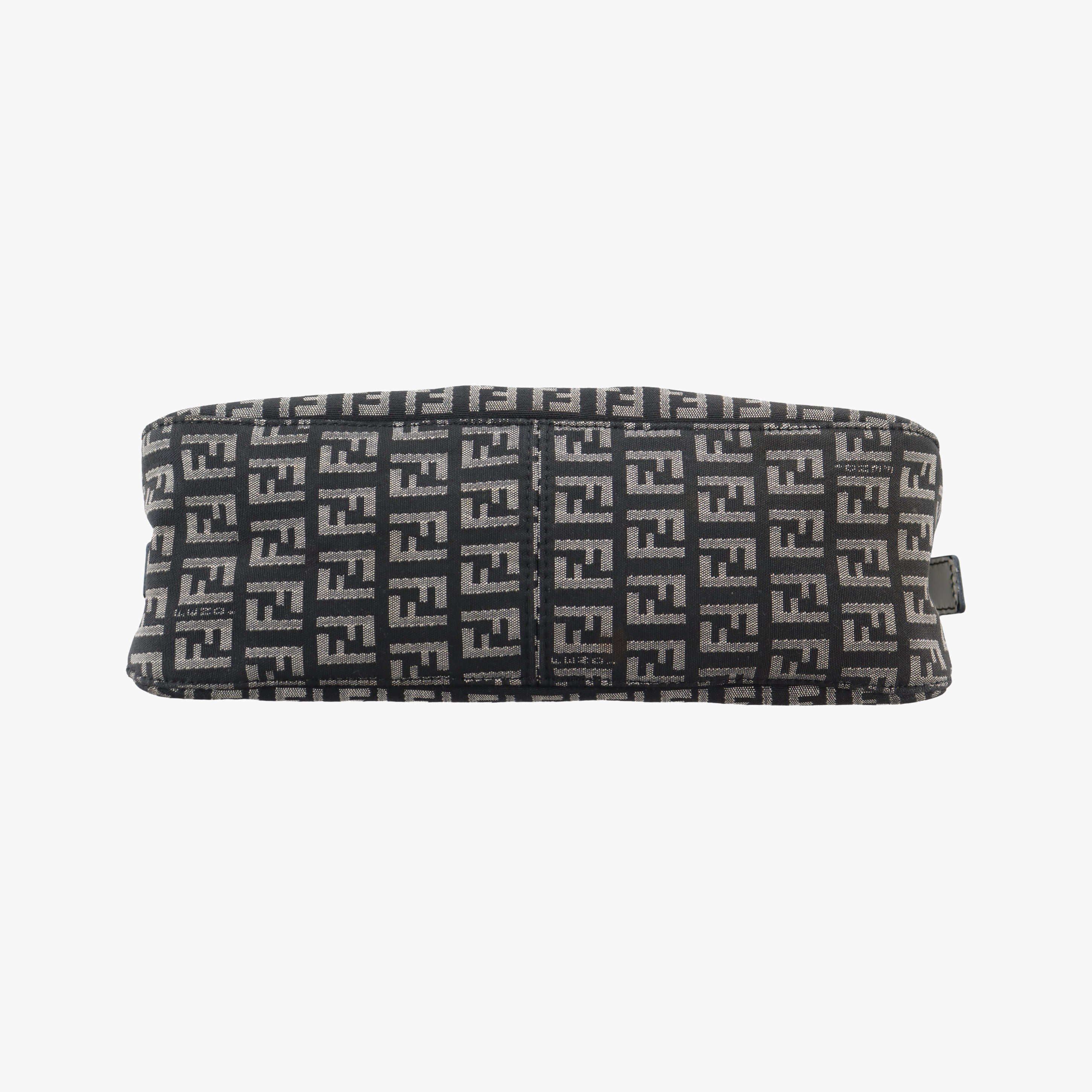 Pre-owned Fendi Zucchino Baguette Black x white x gray canvas 8BR003 shoulderbag | stylenewstar