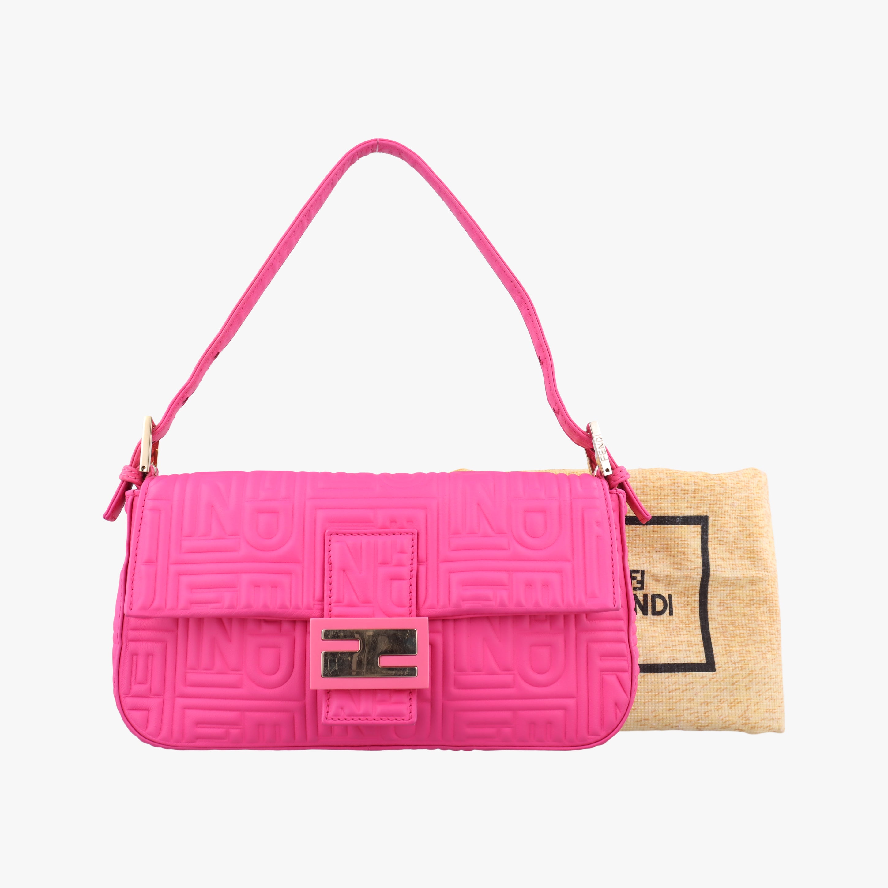 Pre-owned Fendi BAGUETTE Pink Leather 8BR600 shoulderbag | stylenewstar