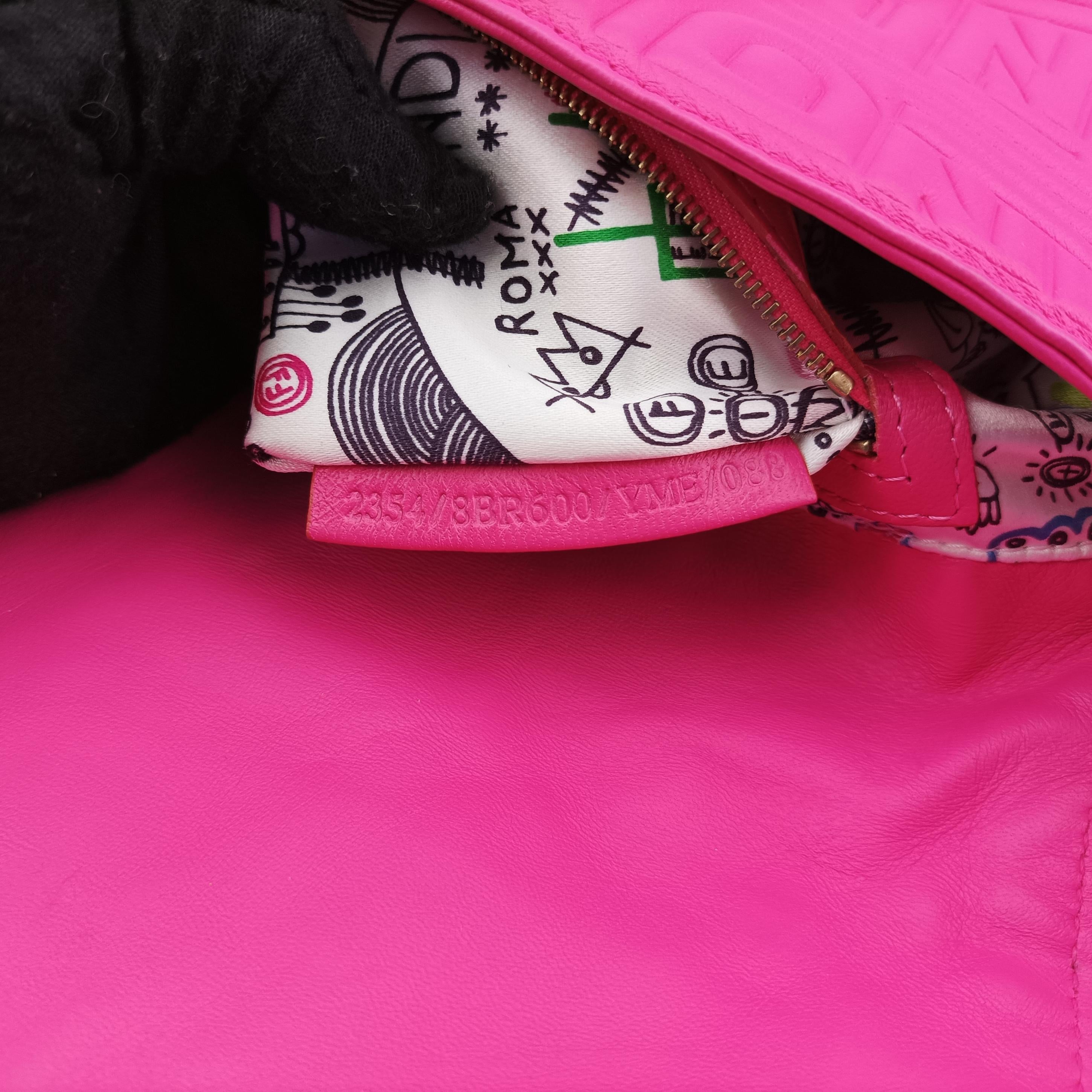 Pre-owned Fendi BAGUETTE Pink Leather 8BR600 shoulderbag | stylenewstar