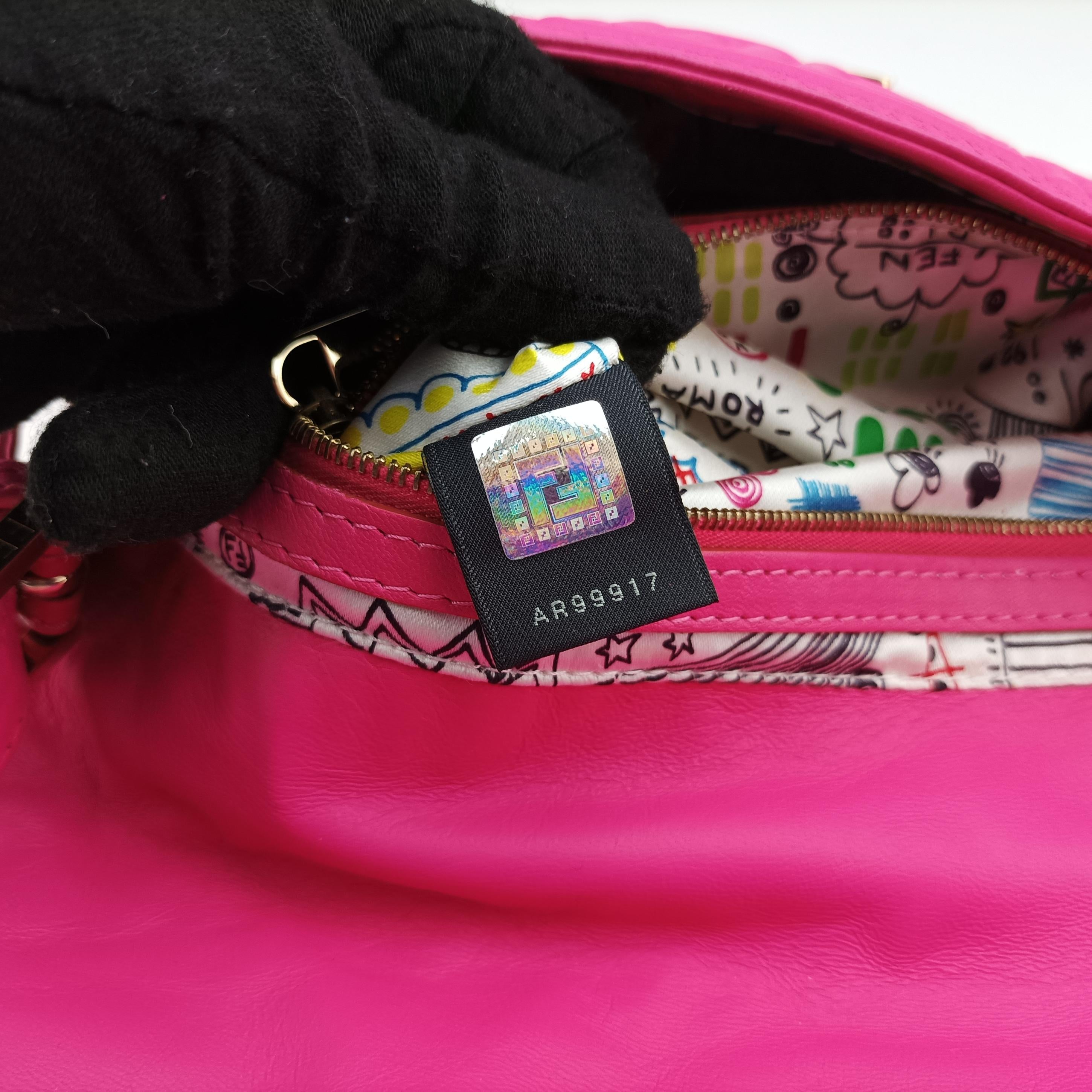 Pre-owned Fendi BAGUETTE Pink Leather 8BR600 shoulderbag | stylenewstar