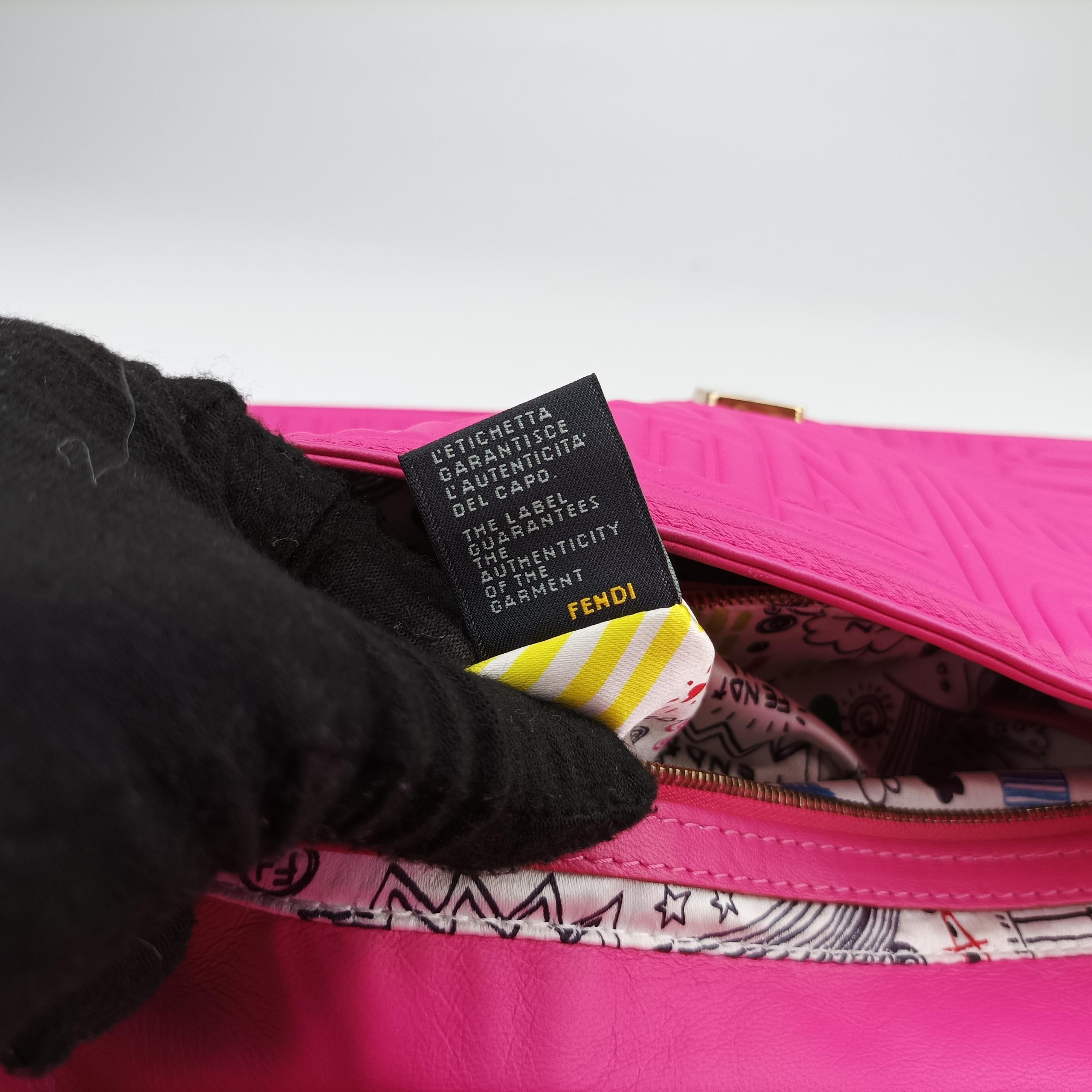 Pre-owned Fendi BAGUETTE Pink Leather 8BR600 shoulderbag | stylenewstar