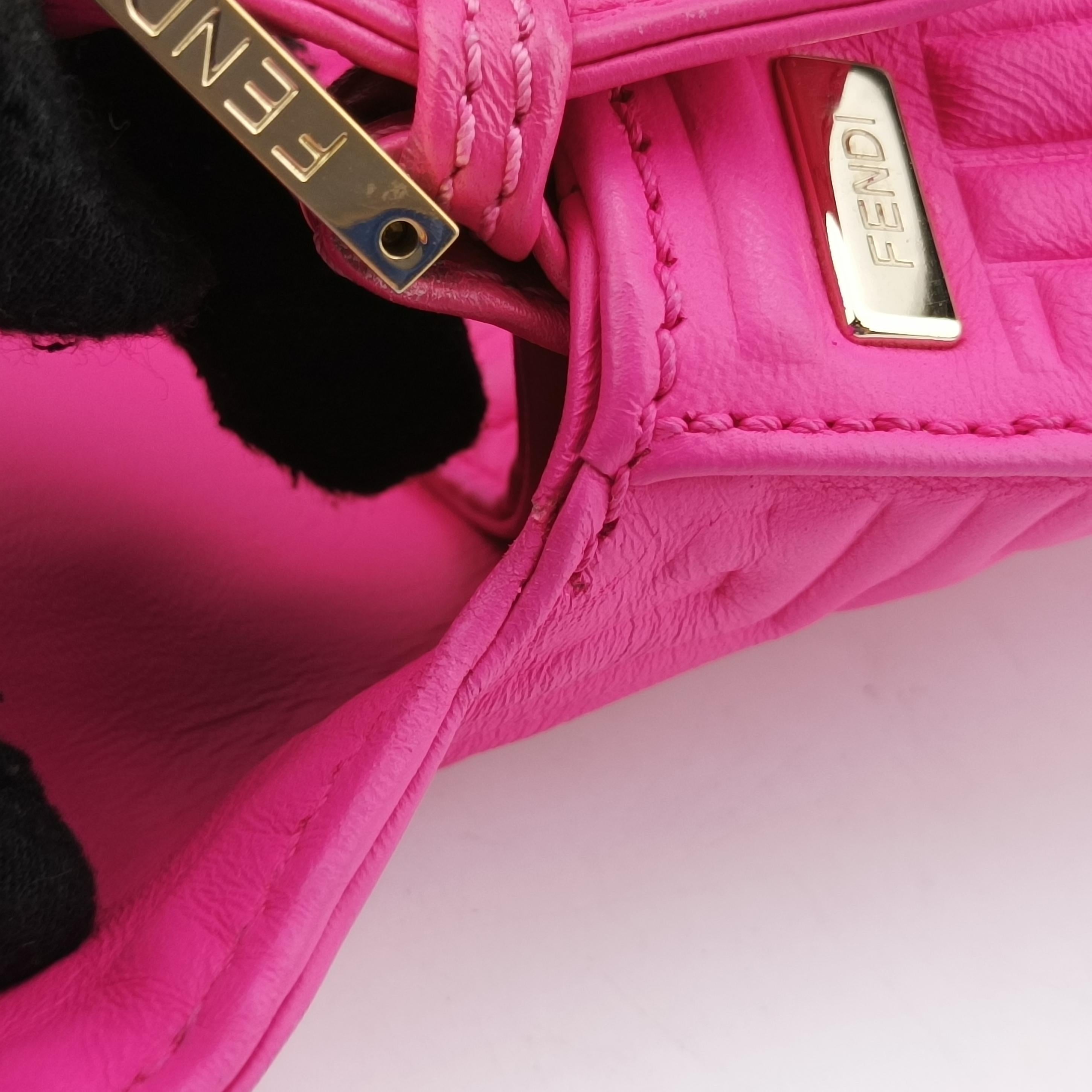 Pre-owned Fendi BAGUETTE Pink Leather 8BR600 shoulderbag | stylenewstar