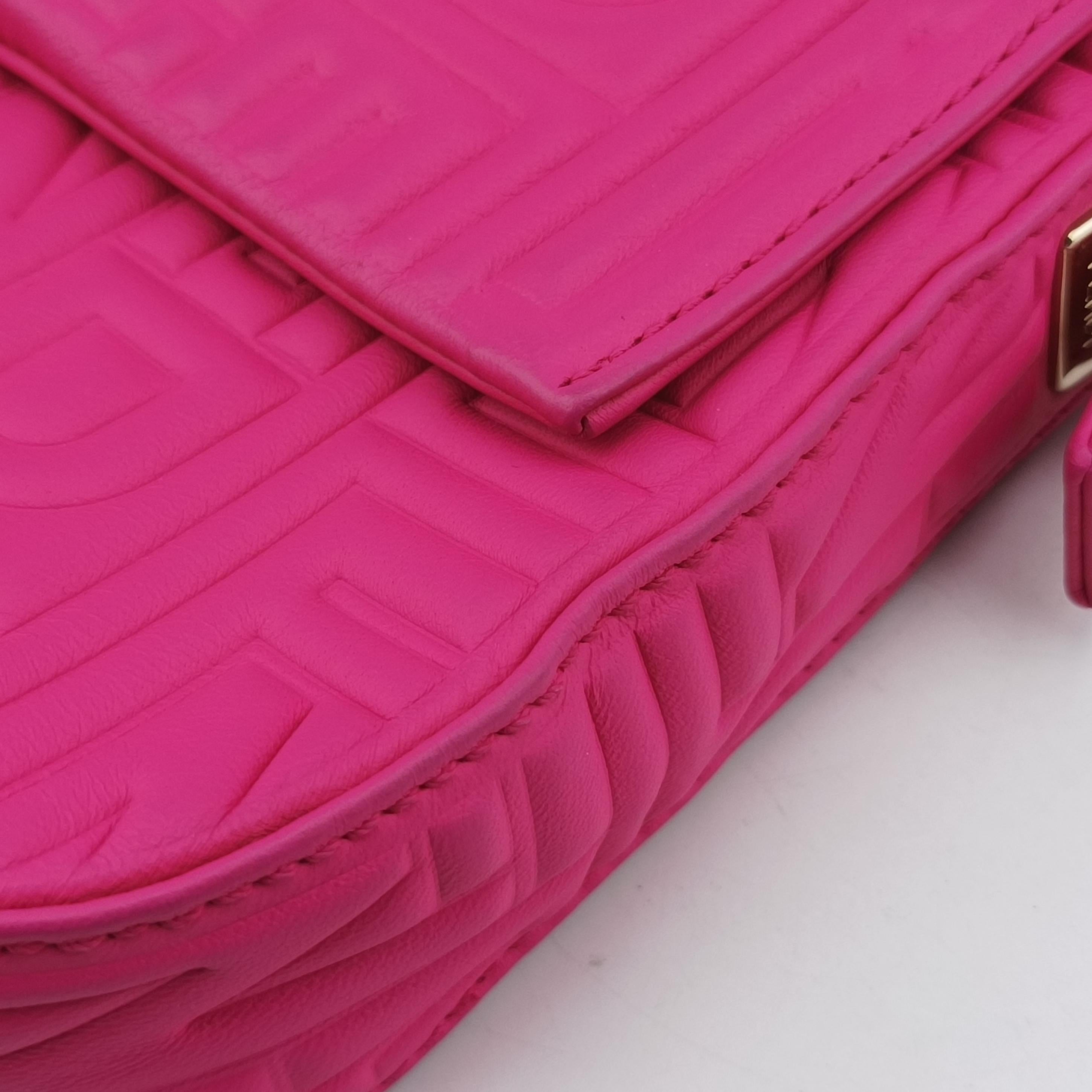 Pre-owned Fendi BAGUETTE Pink Leather 8BR600 shoulderbag | stylenewstar