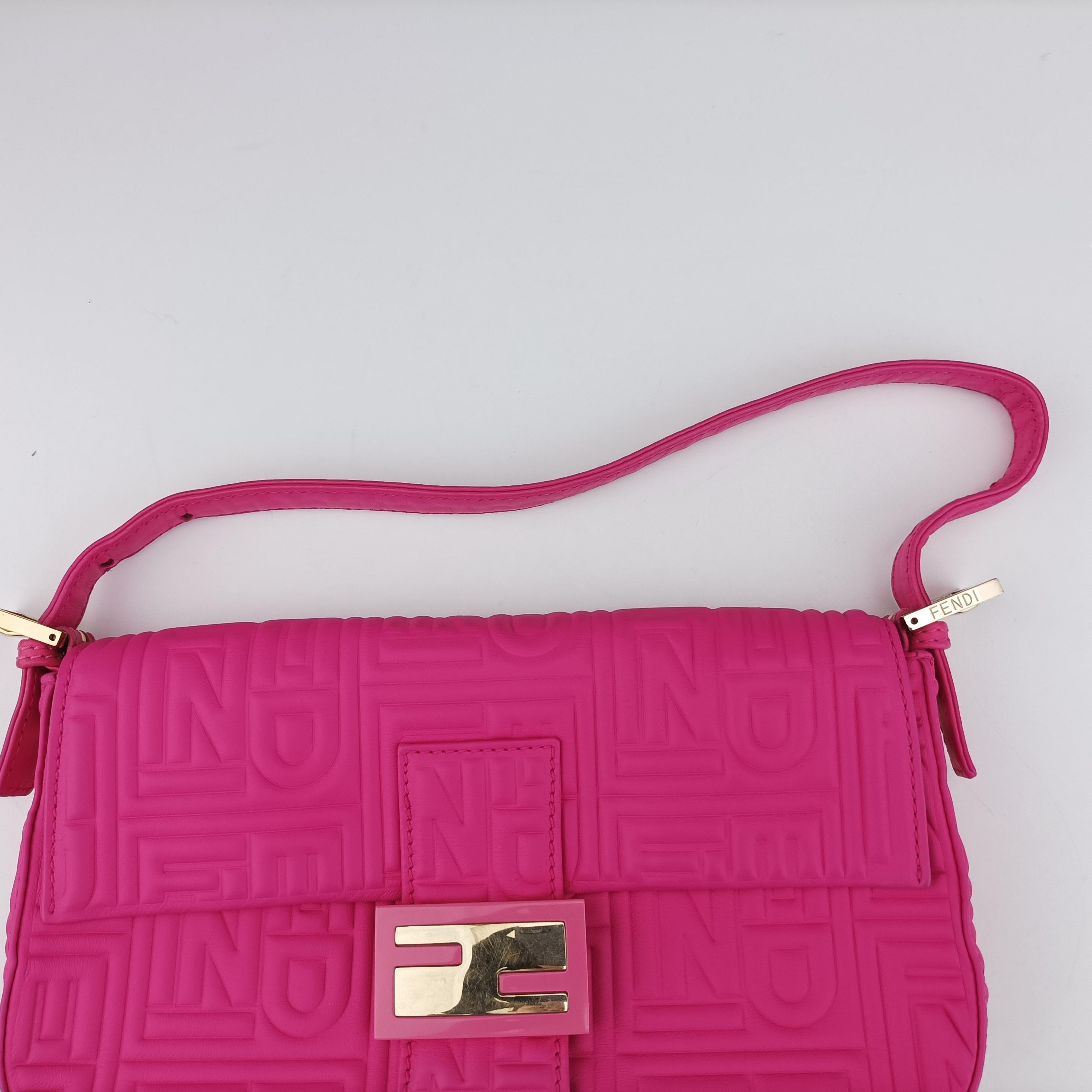 Pre-owned Fendi BAGUETTE Pink Leather 8BR600 shoulderbag | stylenewstar