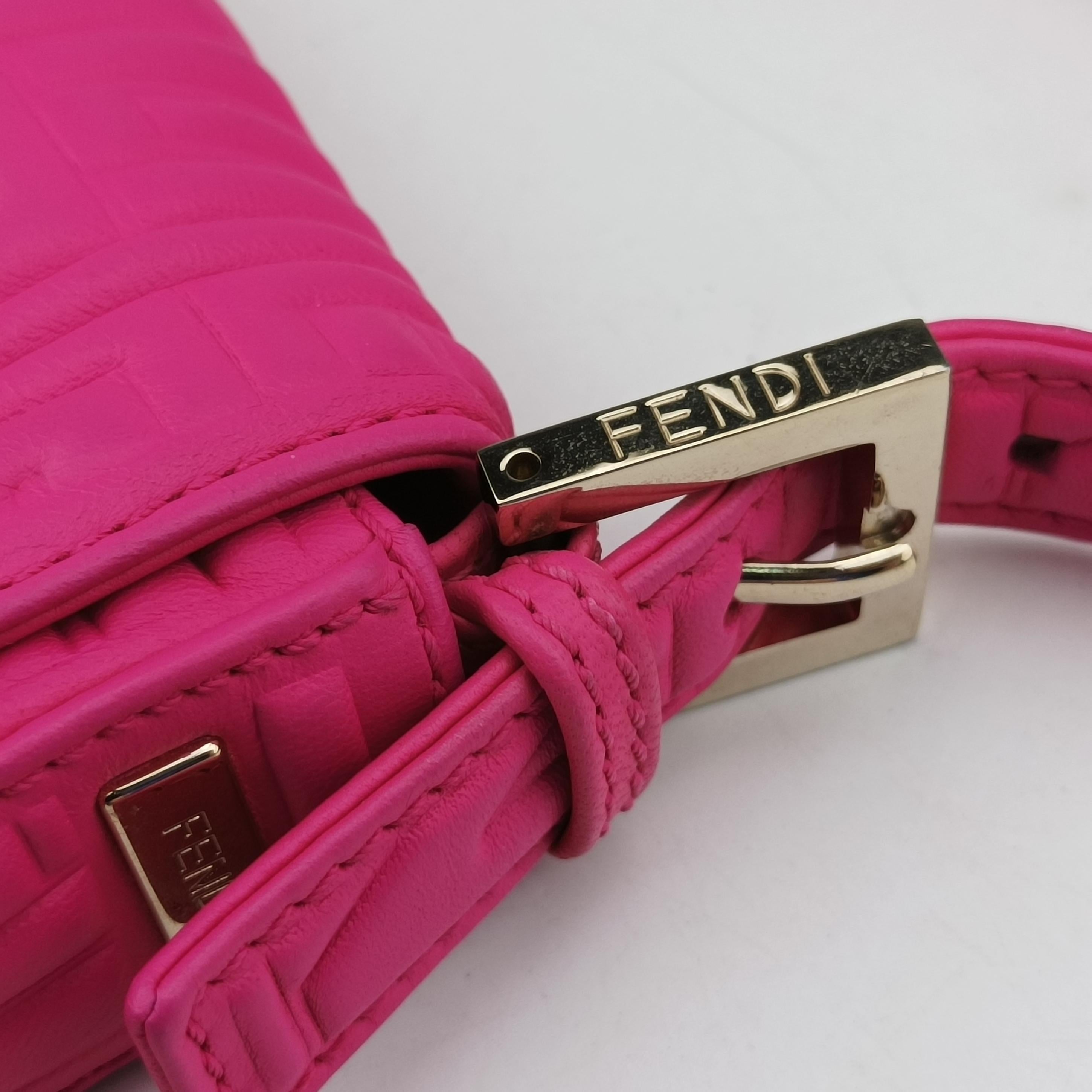 Pre-owned Fendi BAGUETTE Pink Leather 8BR600 shoulderbag | stylenewstar