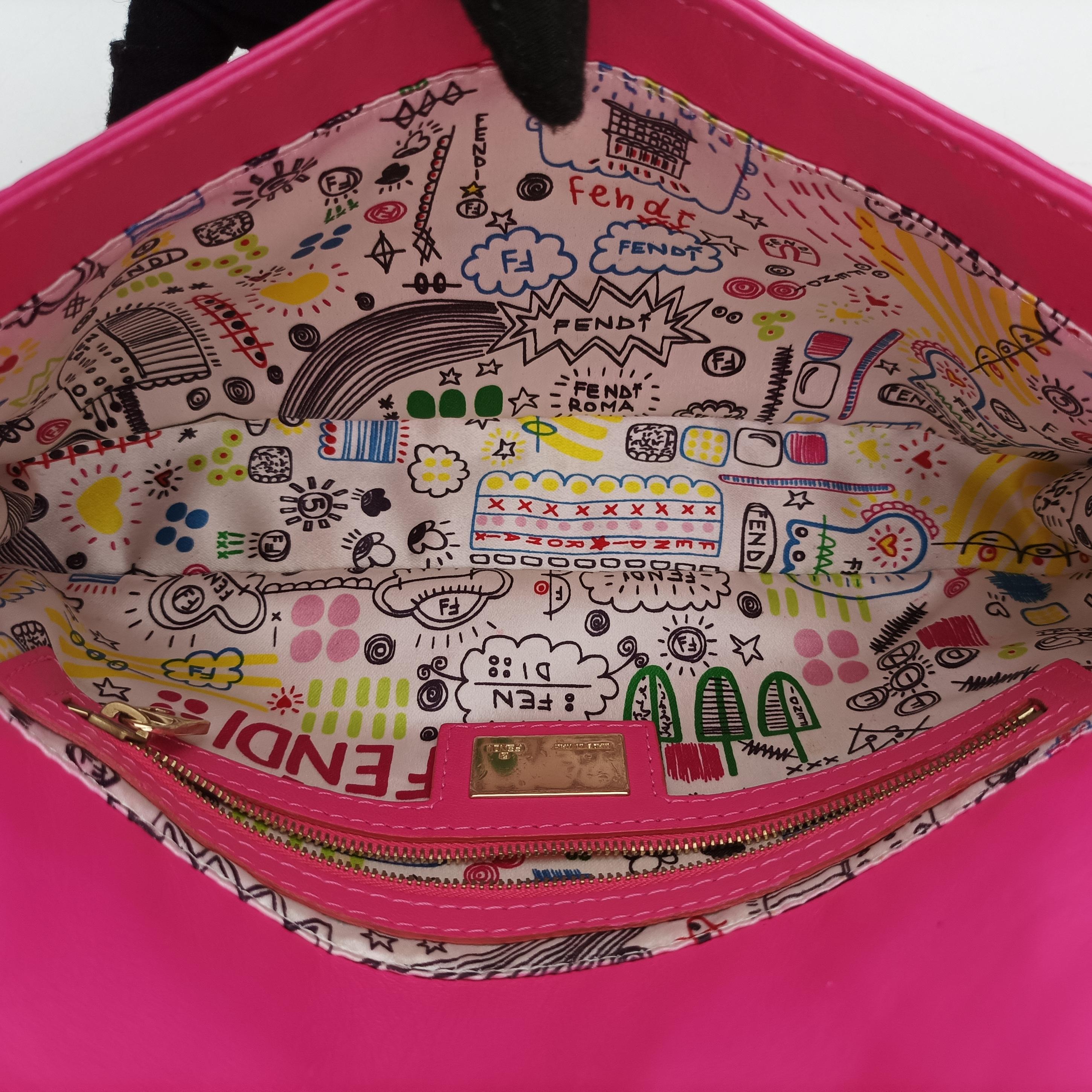 Pre-owned Fendi BAGUETTE Pink Leather 8BR600 shoulderbag | stylenewstar